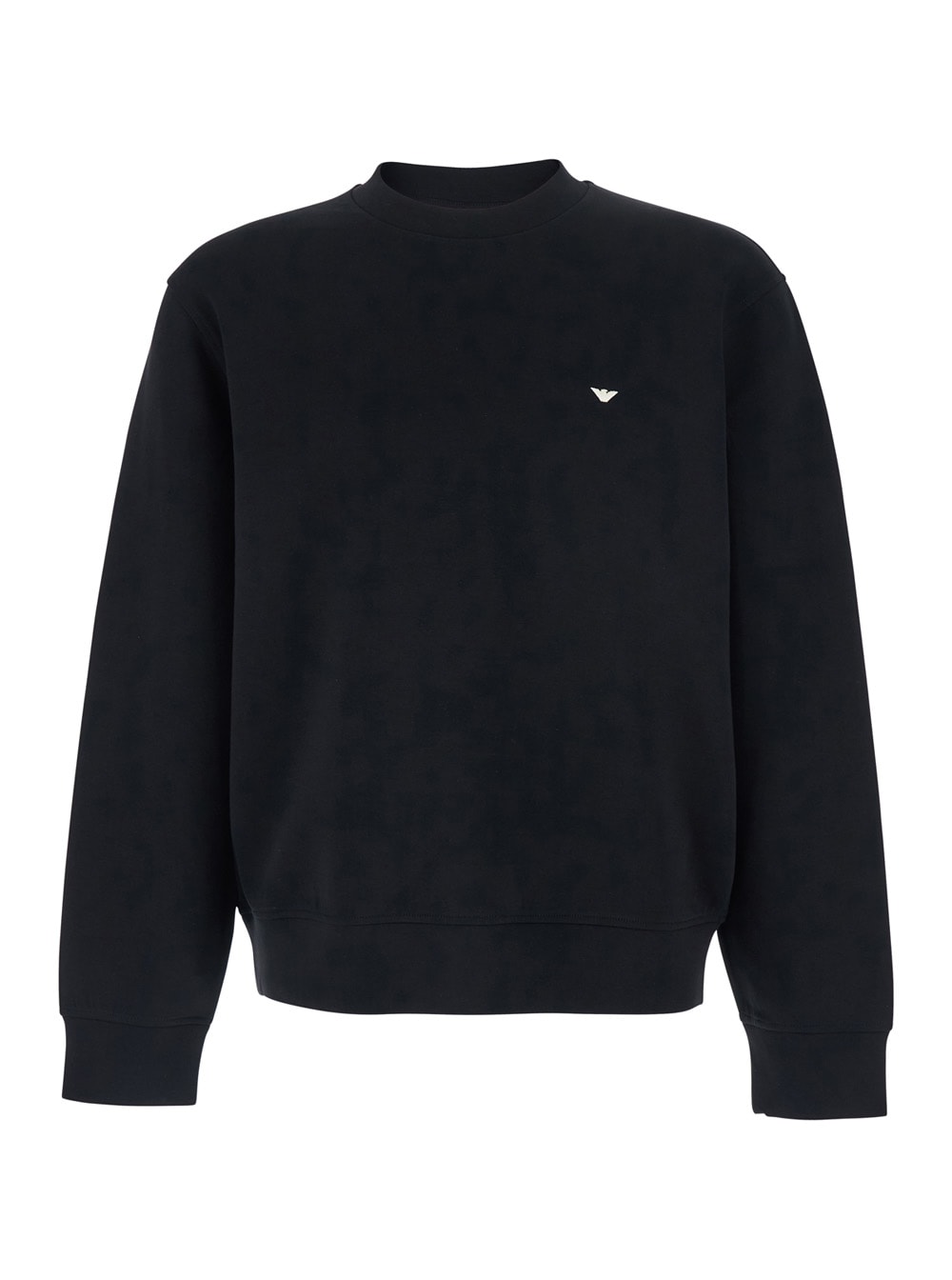 Emporio Armani Black Crewneck Sweatshirt With Logo Embroidery On The Front In Cotton Blend Man
