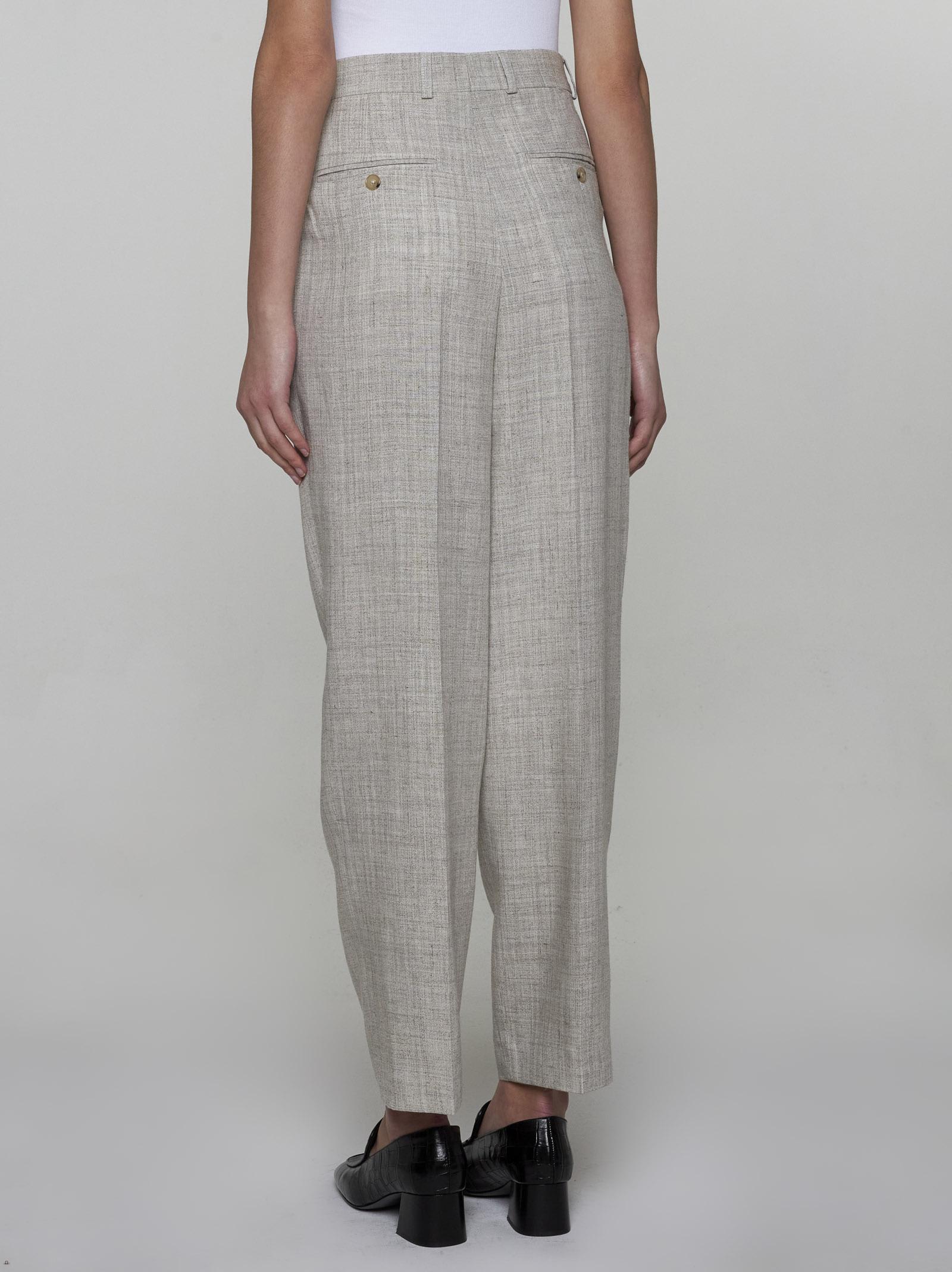 Shop Totême Viscose And Linen-blend Tailored Trousers In 031 Oat Melange