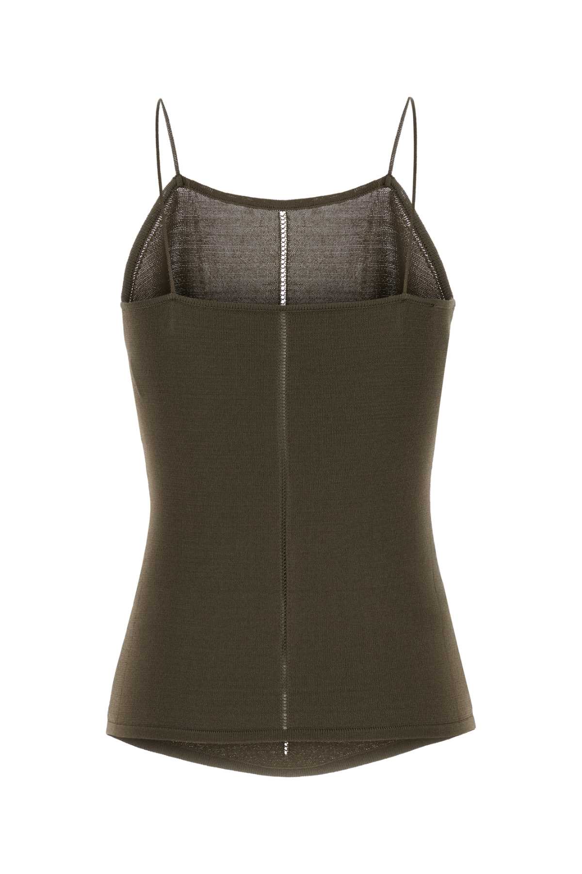 Lemaire Army Green Viscose Blend Tank Top In Brown