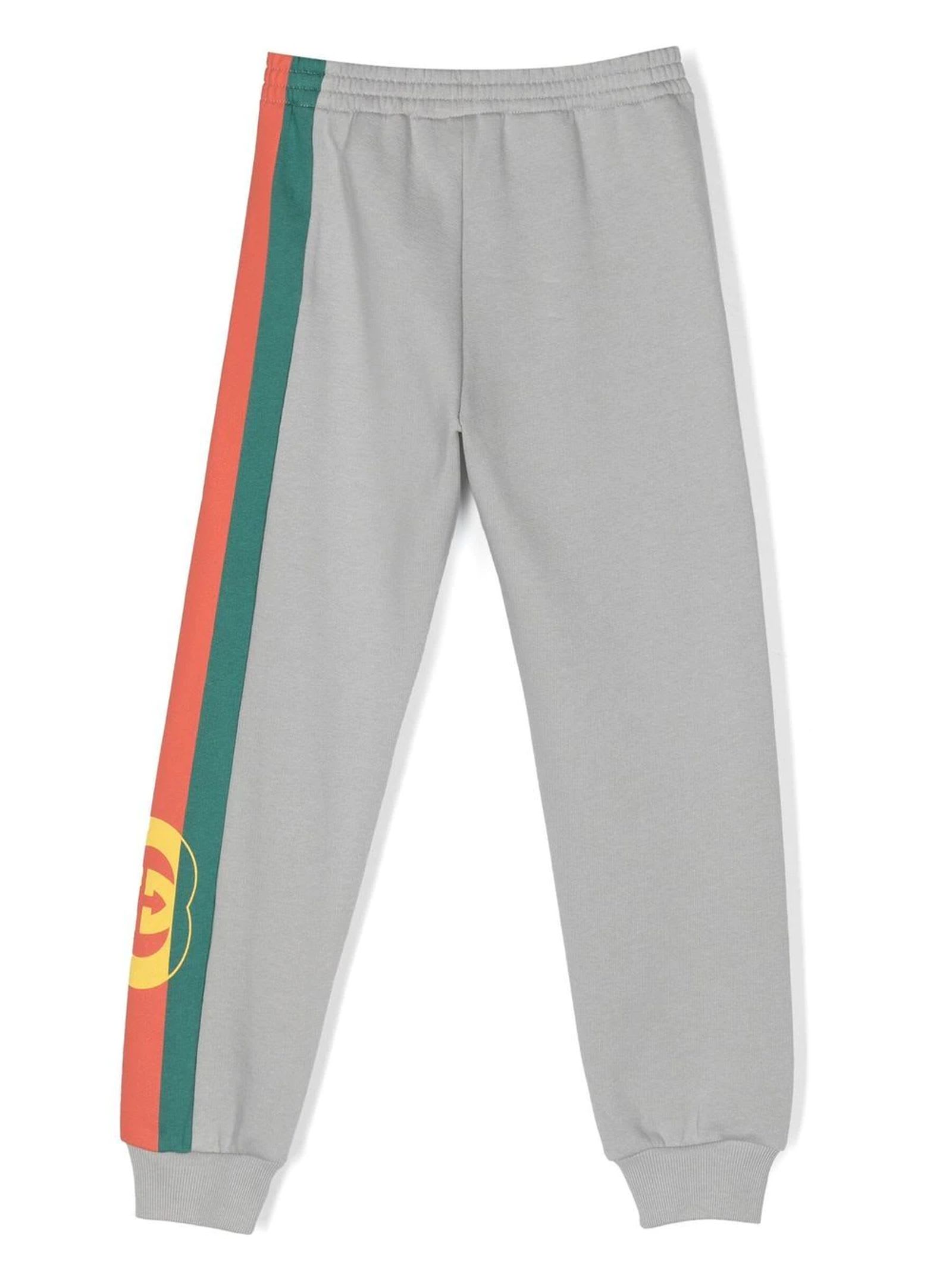 Shop Gucci Grey Cotton Track Pants In Thunderstorm