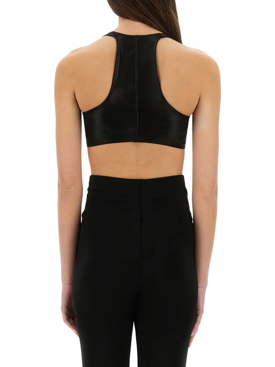 Rick Owens Square Neckline Cropped Fitted Sleeveless Racerback In Black