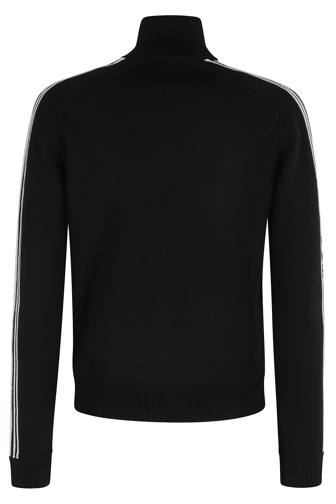 Casablanca Wool Cardigan With High Collar And Stripes In Black