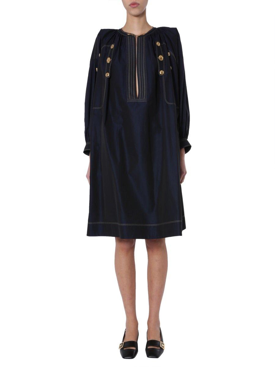 Shop Givenchy Button Detailed Midi Dress In Blue