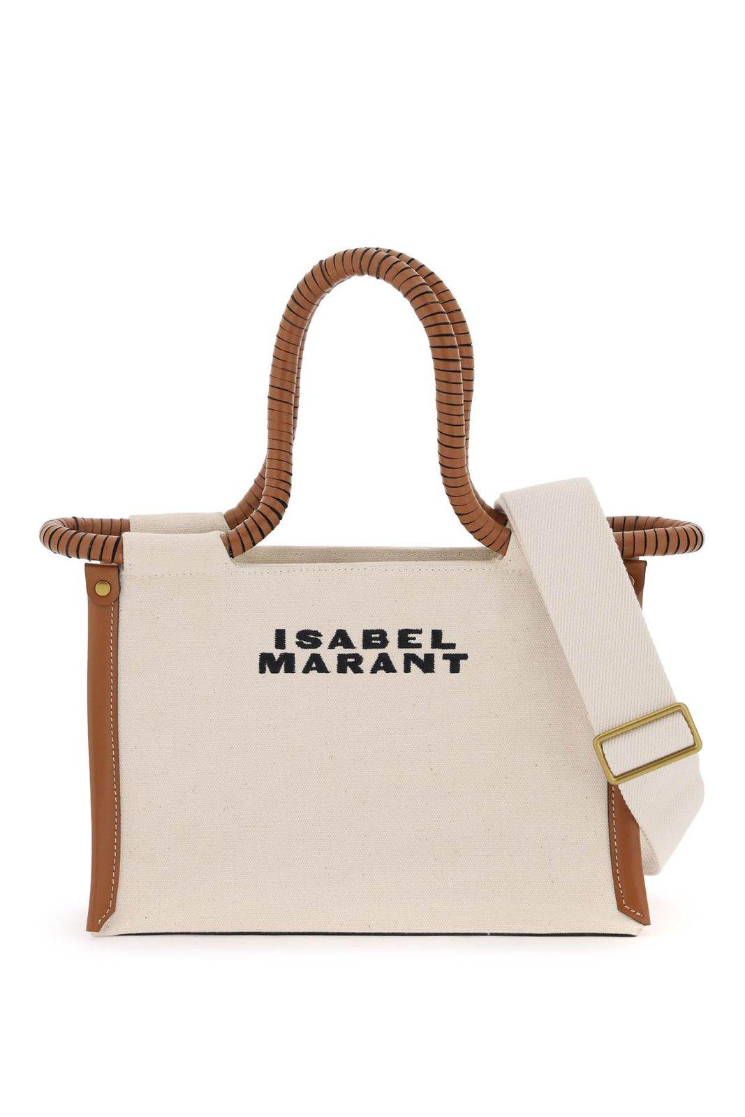 Shop Isabel Marant Toledo Small Top Handle Bag In Neutrals/brown