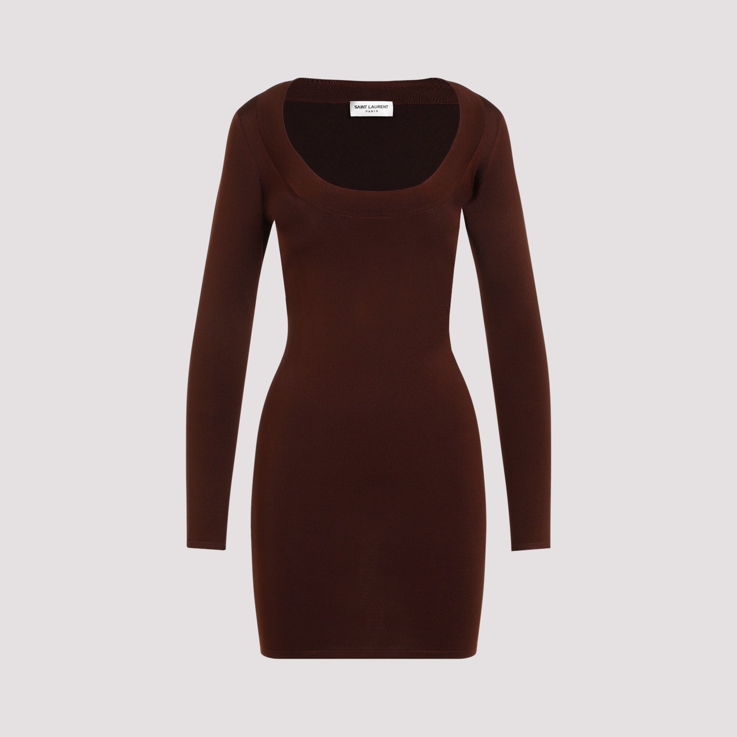 Shop Saint Laurent Mini Dress In Chocolat