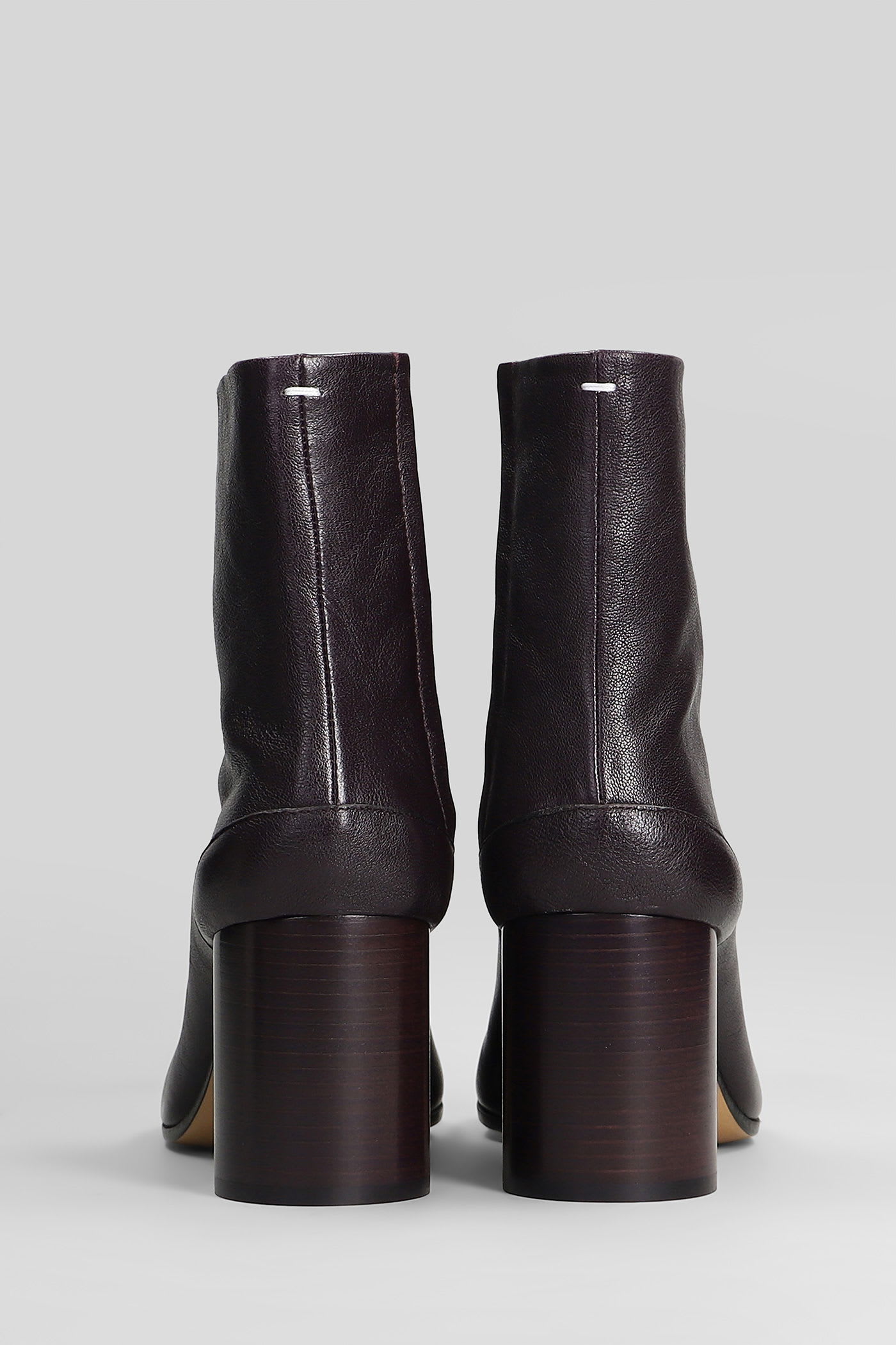 Maison Margiela Tabi High Heels Ankle Boots In Brown Leather In Brown