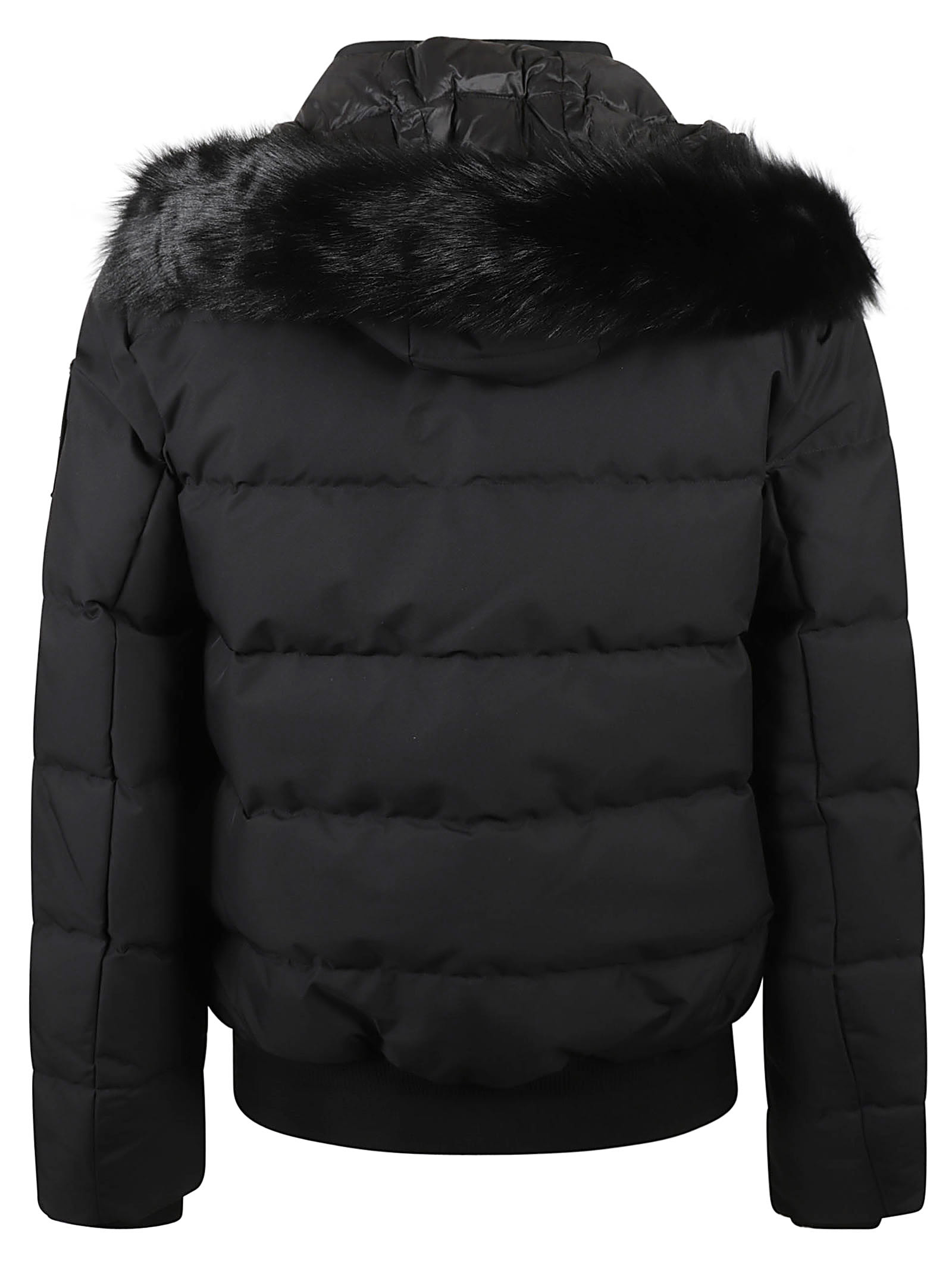 Shop Moose Knuckles Fur Detail Zip Padded Jacket In Black