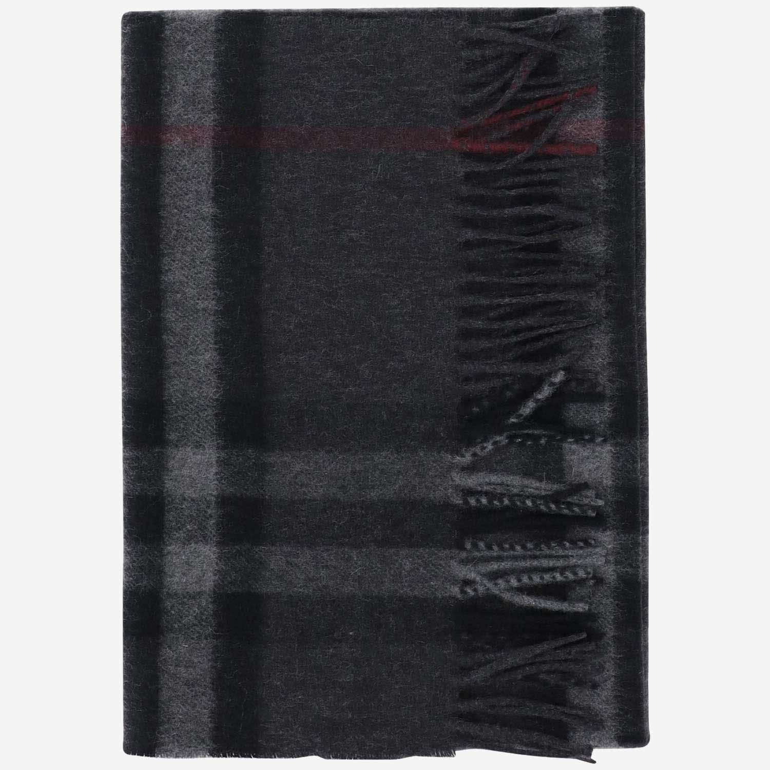 Burberry Cashmere Scarf With Check Pattern In Charcoal