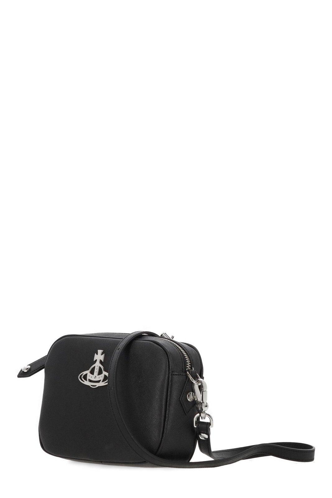 Vivienne Westwood Anna Logo Plaque Crossbody Bag In Black