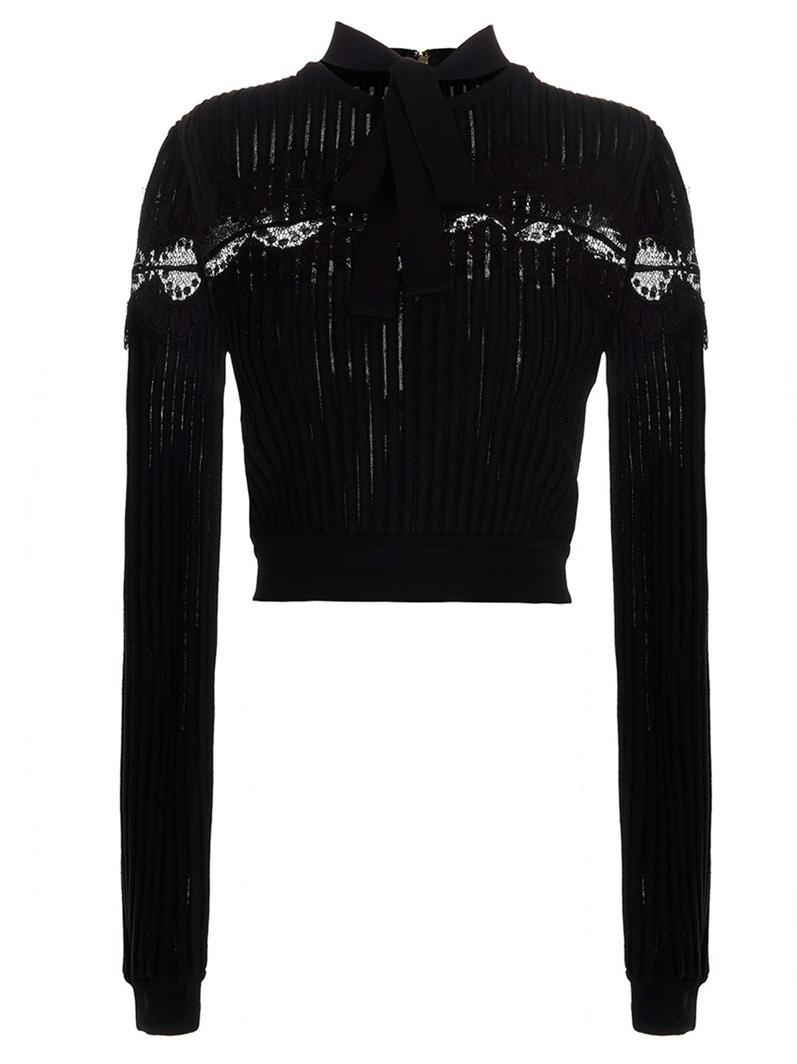 ELIE SAAB BOW LACE SWEATER TOP