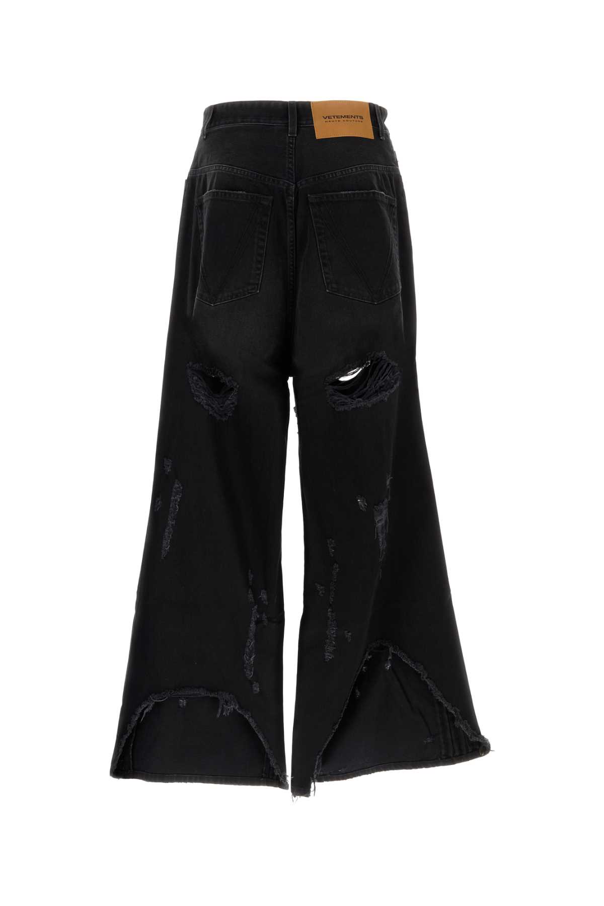 Shop Vetements Black Denim Wide-leg Jeans