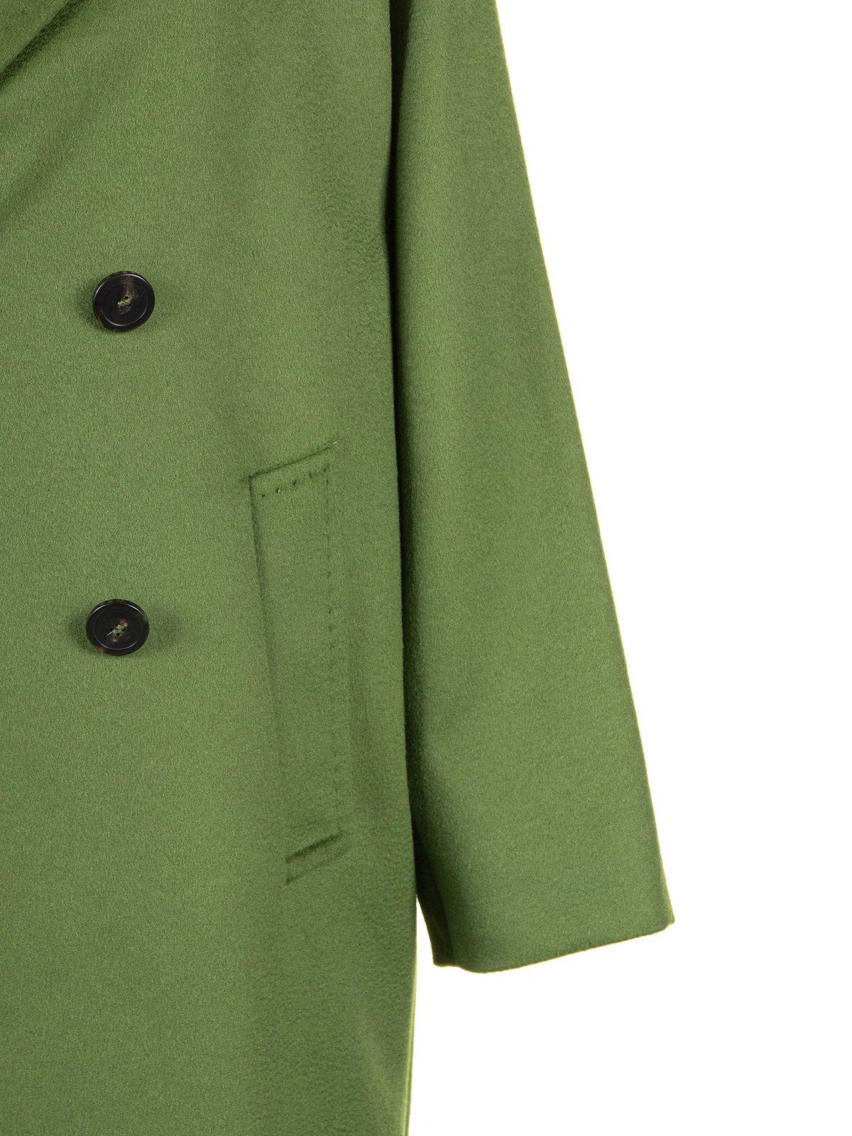 Shop Weekend Max Mara Zum Double-breasted Long-sleeved Coat In Green