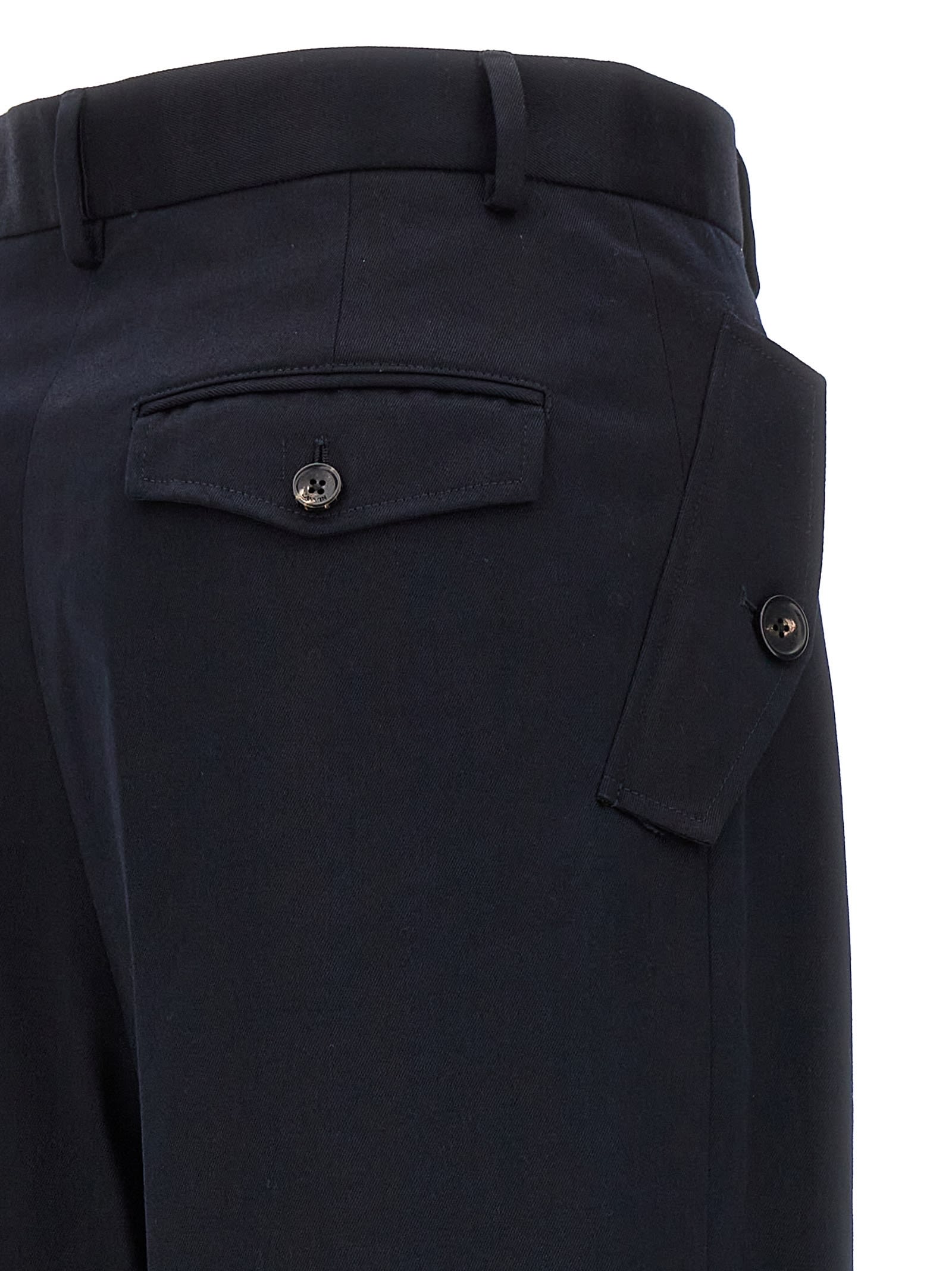 Lanvin Blue Loose Leg Front Pleat Pants In Black