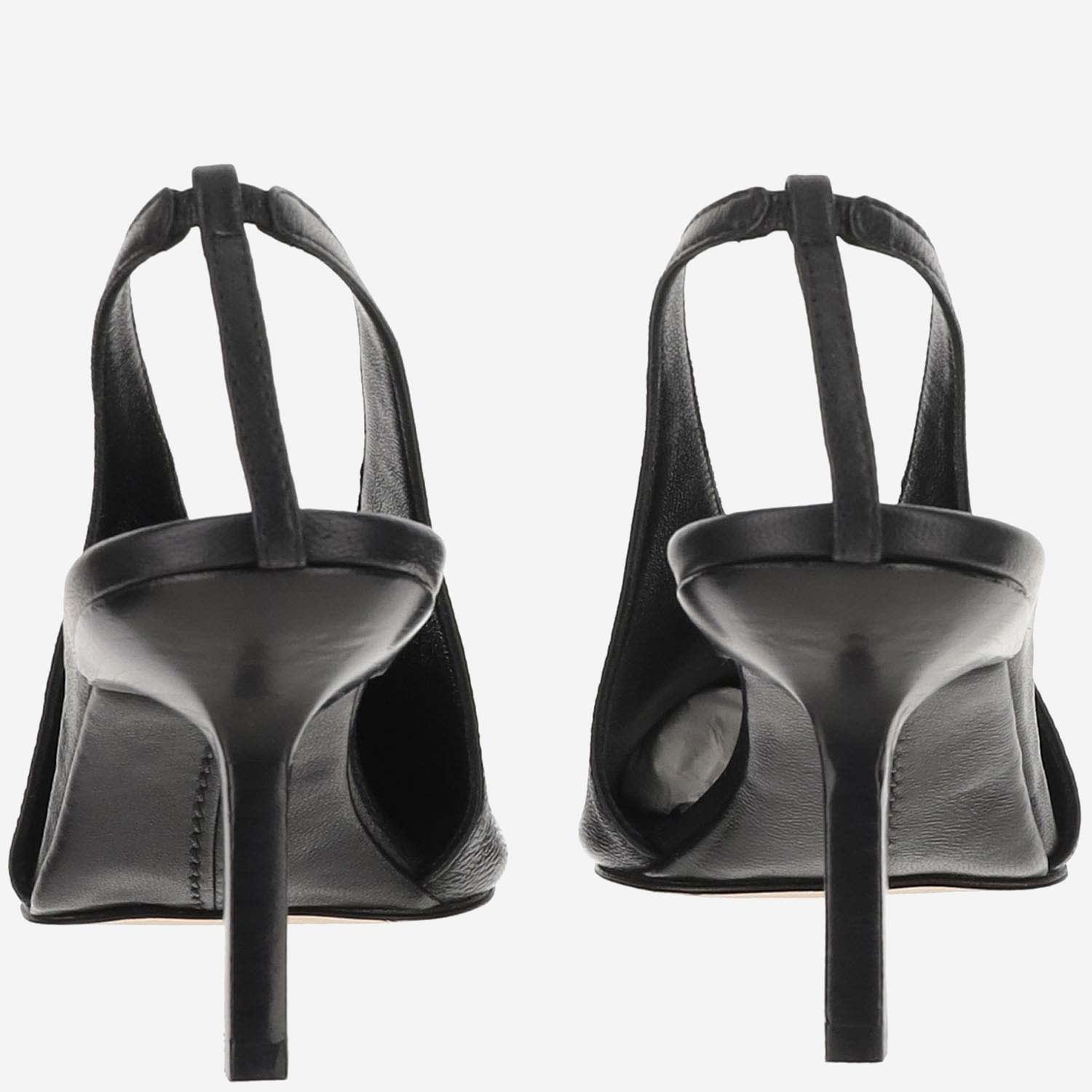 Shop Armarium Evelina Leather Slingback In Black