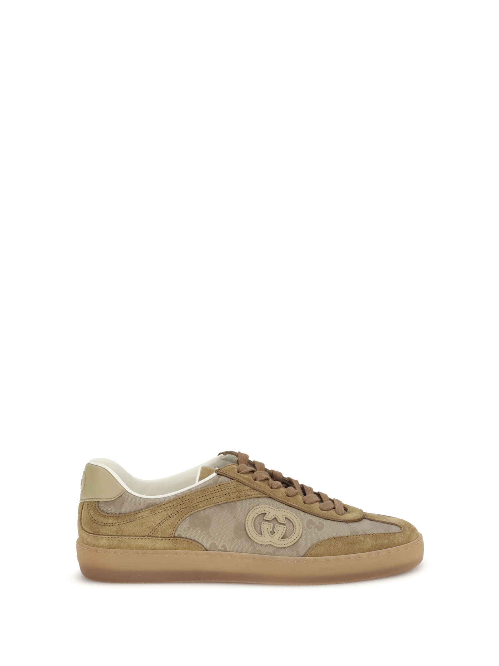 Gucci G74 Logo-patch Suede Sneakers In Neutral