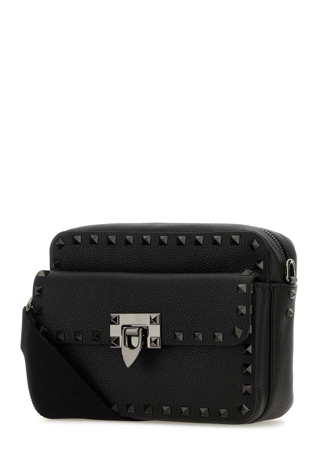 Valentino Garavani Black Leather Rockstud Crossbody Bag In Nero