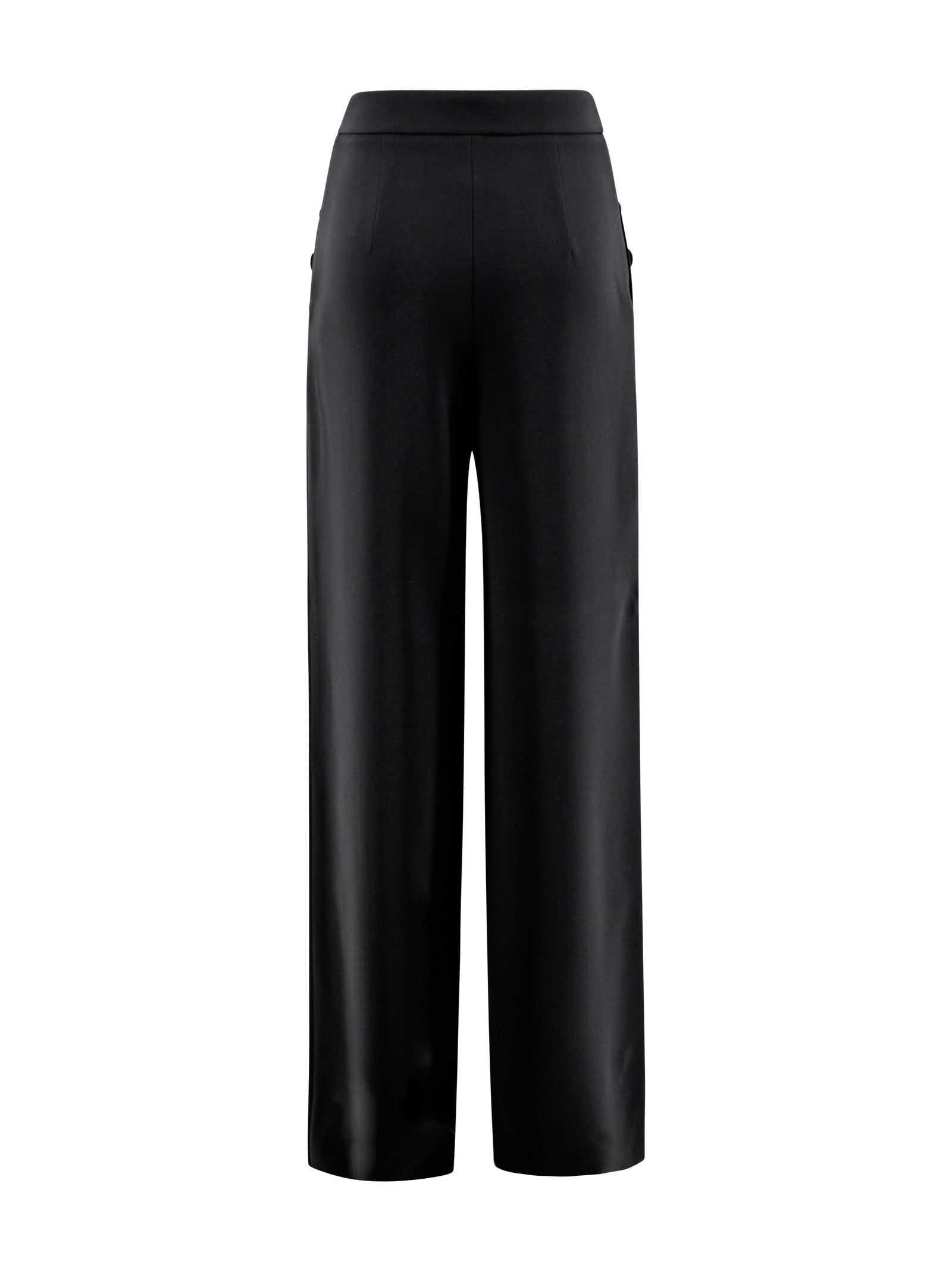 Max Mara Midnight Blue Stretch Cotton Orche Wide-leg Pant In Nero