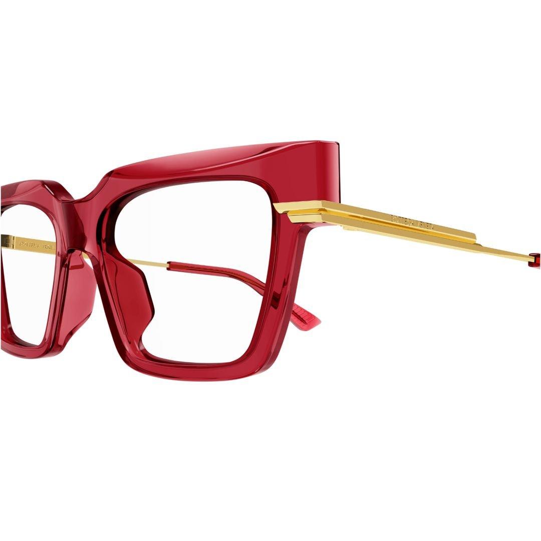 Shop Bottega Veneta Square Frame Glasses In 004 Burgundy Gold Transpa