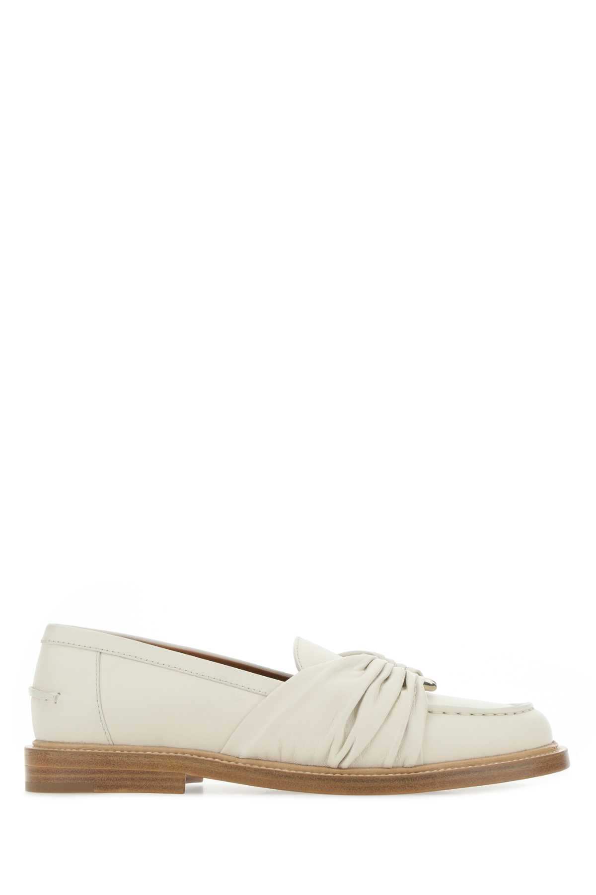 Chloé Ivory Leather Loafers In 122