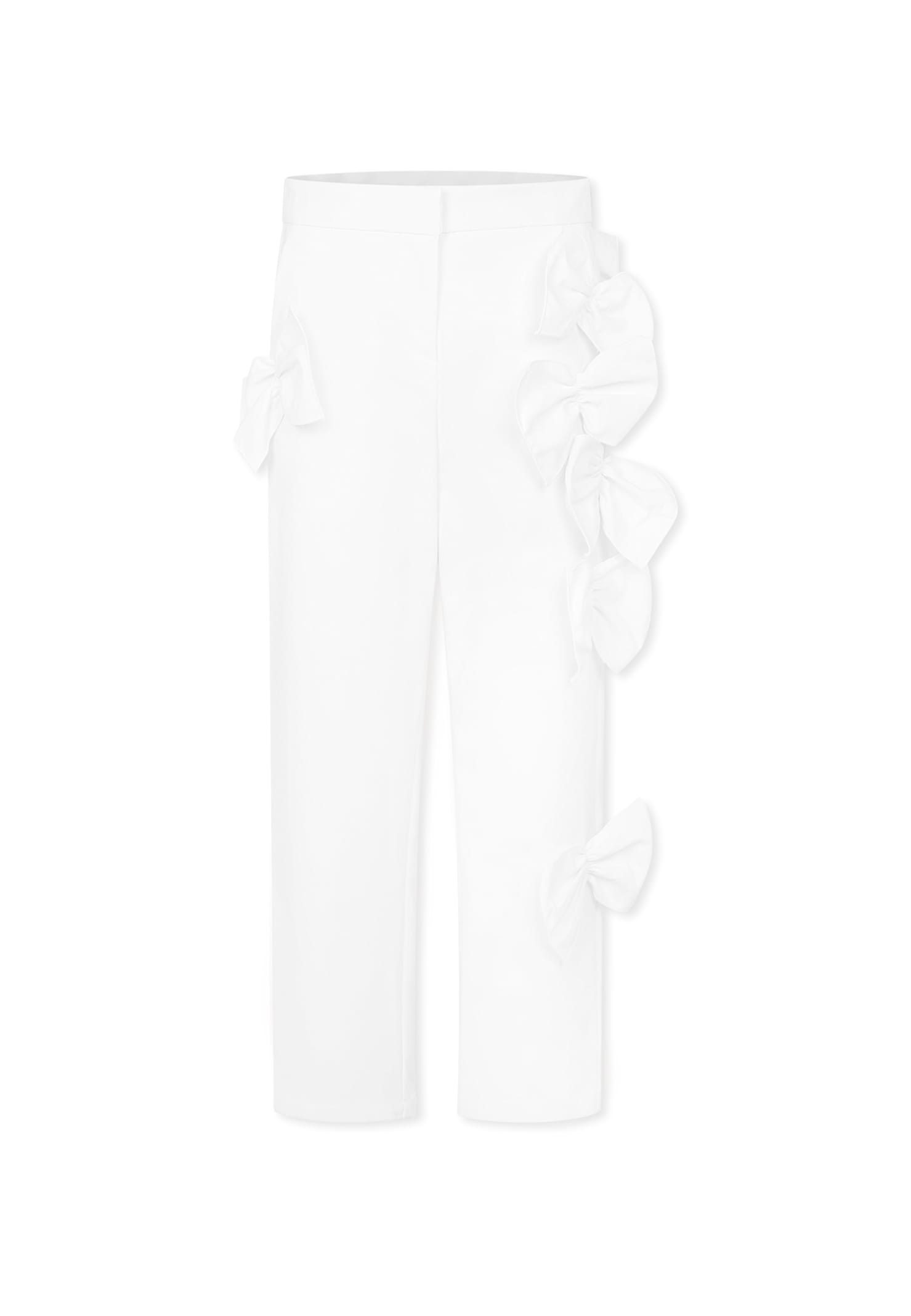 Simonetta White Trousers For Girl With Bows In White