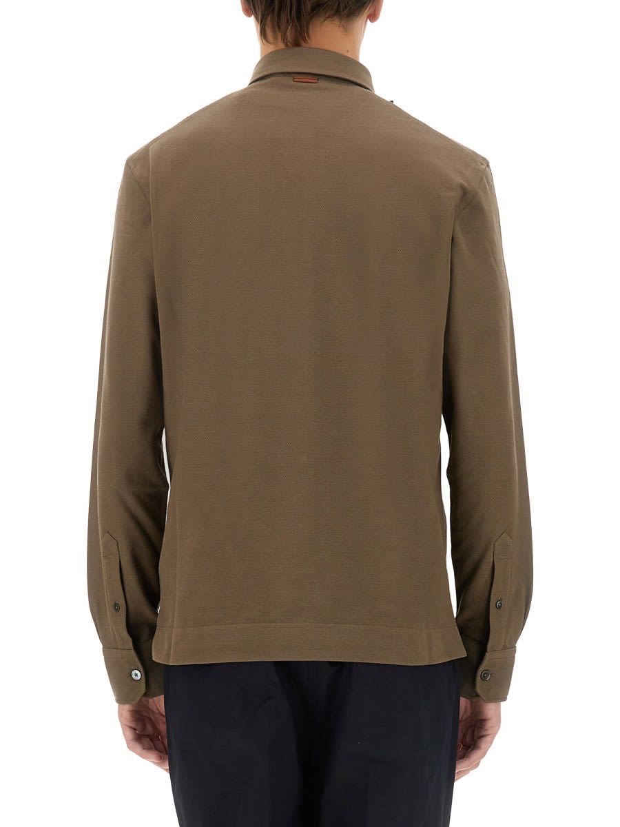 Shop Zegna Cotton Polo In Beige