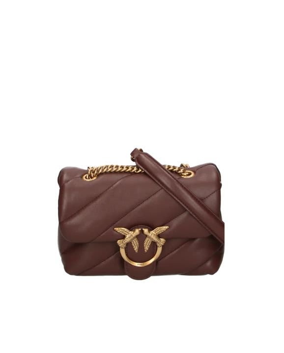 Shop Pinko Love Puff Quilted Mini Shoulder Bag In Marrone