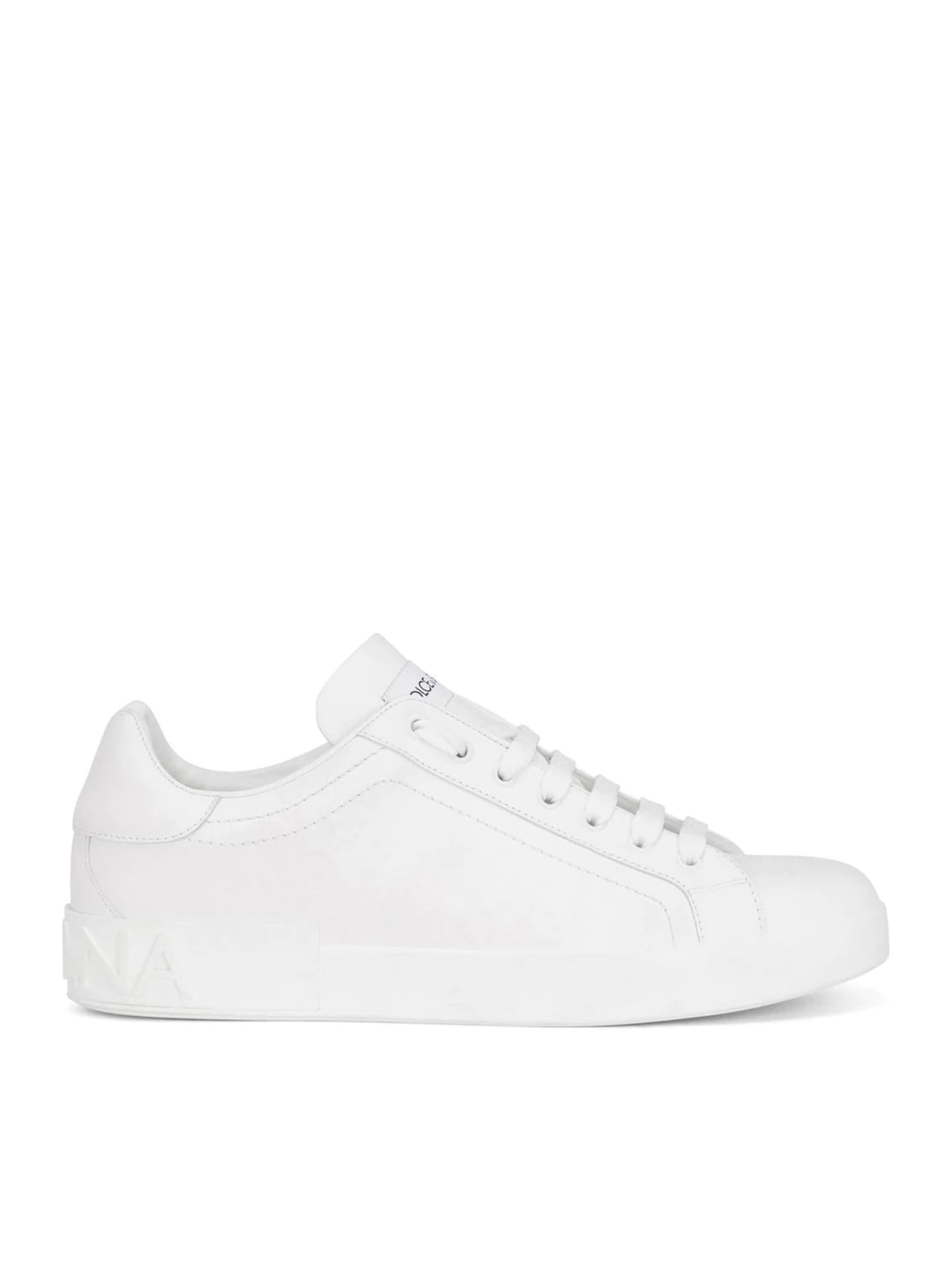 Dolce & Gabbana Portofino Light White Sneakers With Logo Patch On The Tongue And Tonal Logo Lettering On The Heel In