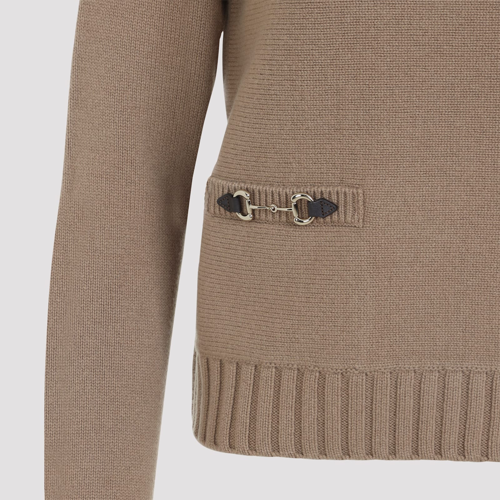 Gucci Horsebit Wool Cashmere Sweater In Brown