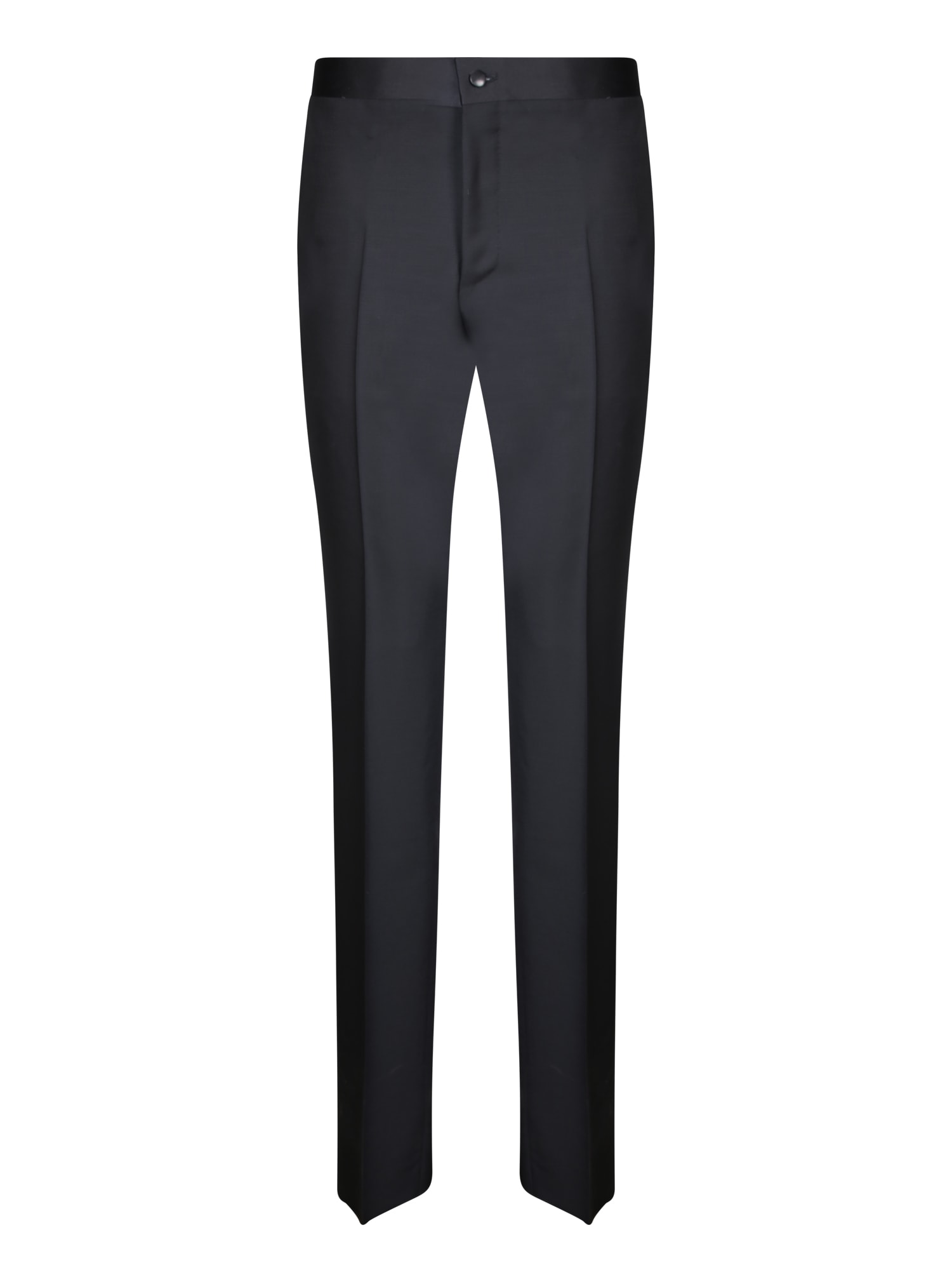 Black Mohair Satin-stripe Trousers