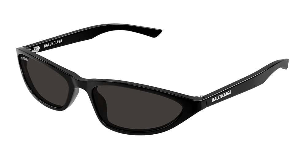 Balenciaga Bb0402s Neo Oval 2.0 Linea Everyday 001 Black Grey Sunglasses In Black