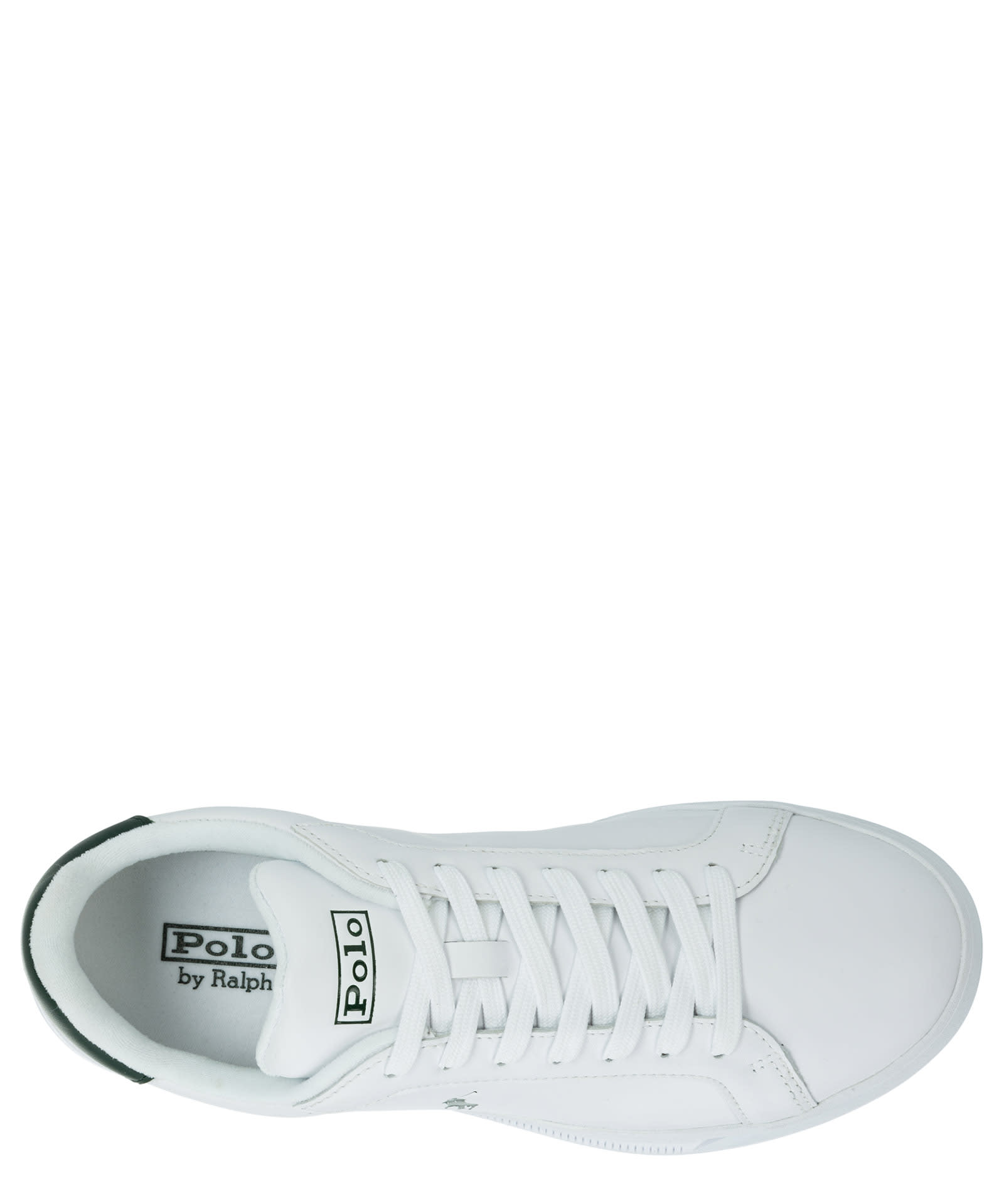 Polo Ralph Lauren Court Ii Heritage Leather Sneakers In White/green