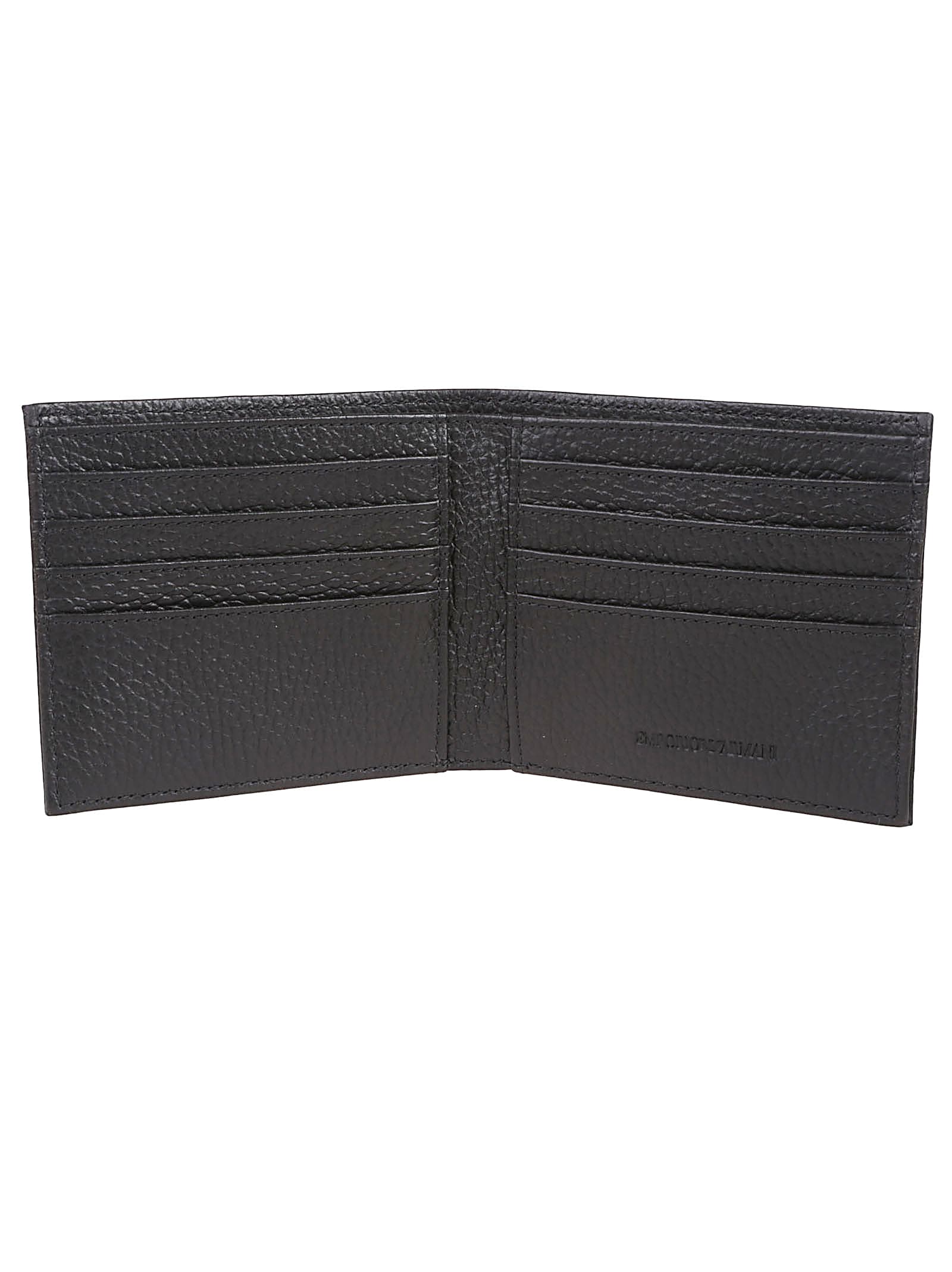 Emporio Armani Bi-fold Textured Finish Wallet In Black