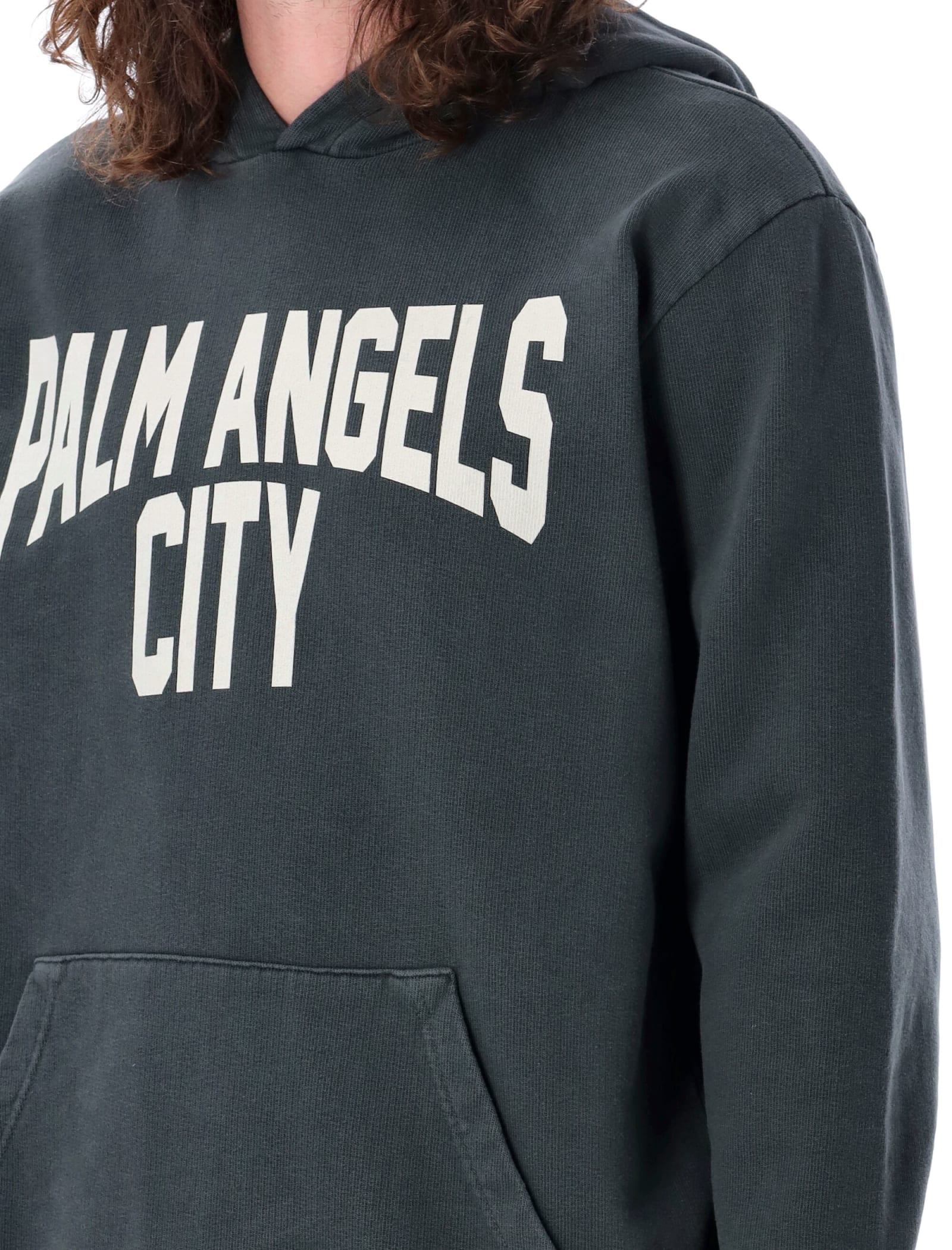Shop Palm Angels Pa City Washed Hoodie In Darkk Grey