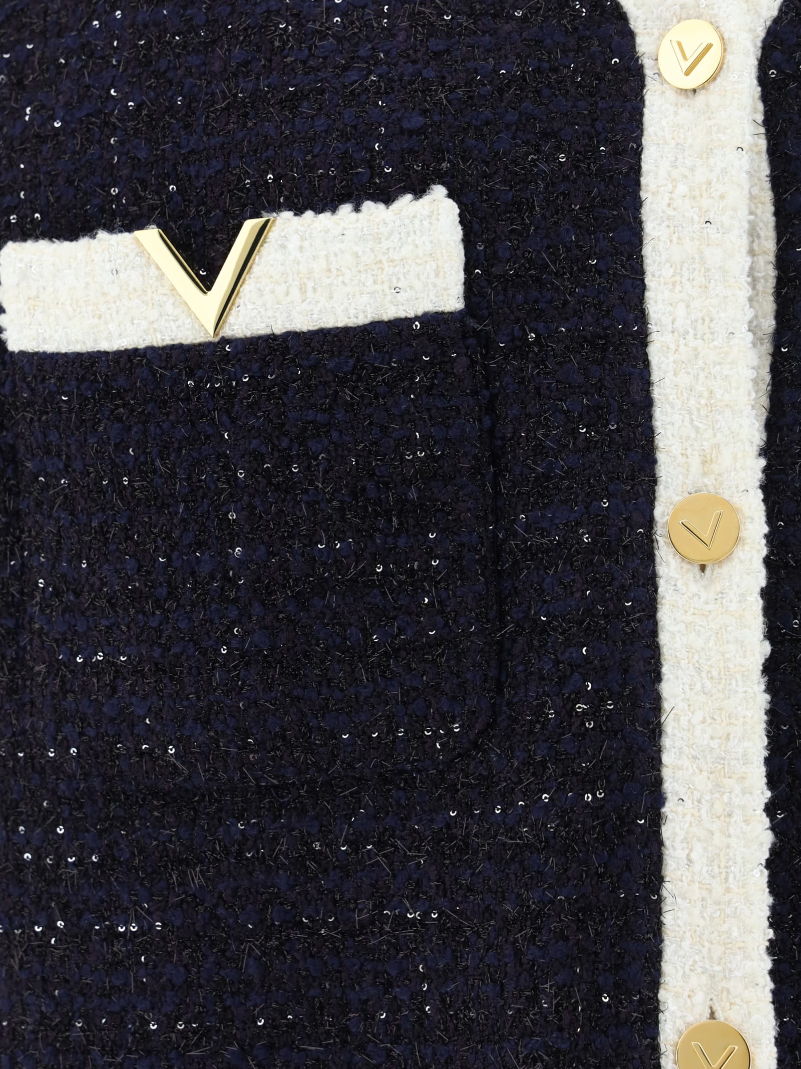 Shop Valentino Vest In Navy Lurex/avorio Lurex