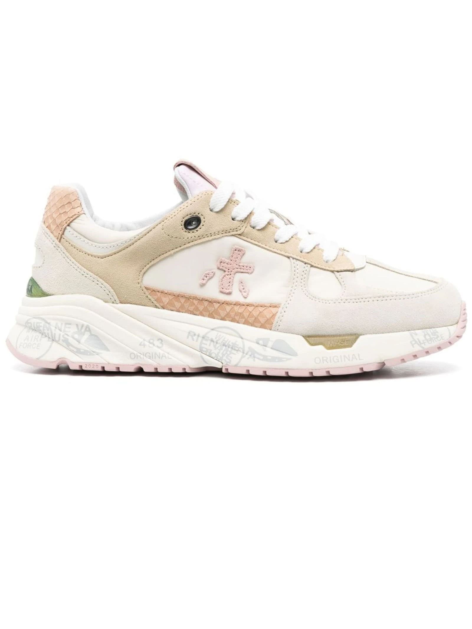 Pink Suede And Beige Nylon Mase Sneakers