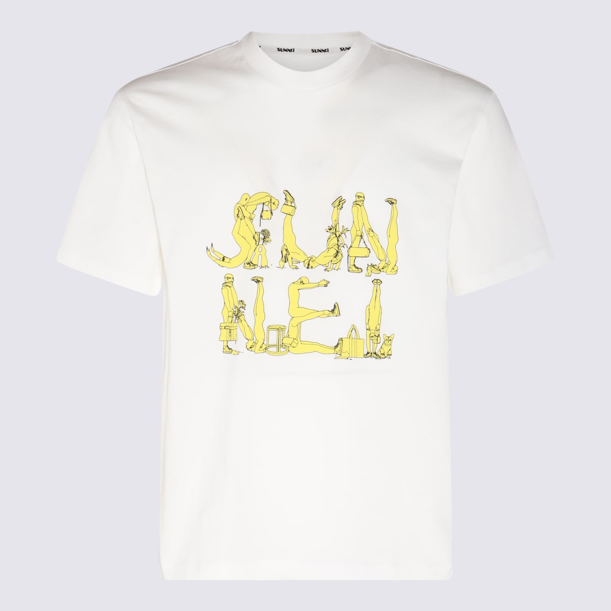 Shop Sunnei White And Yellow Cotton T-shirt In White Ppt