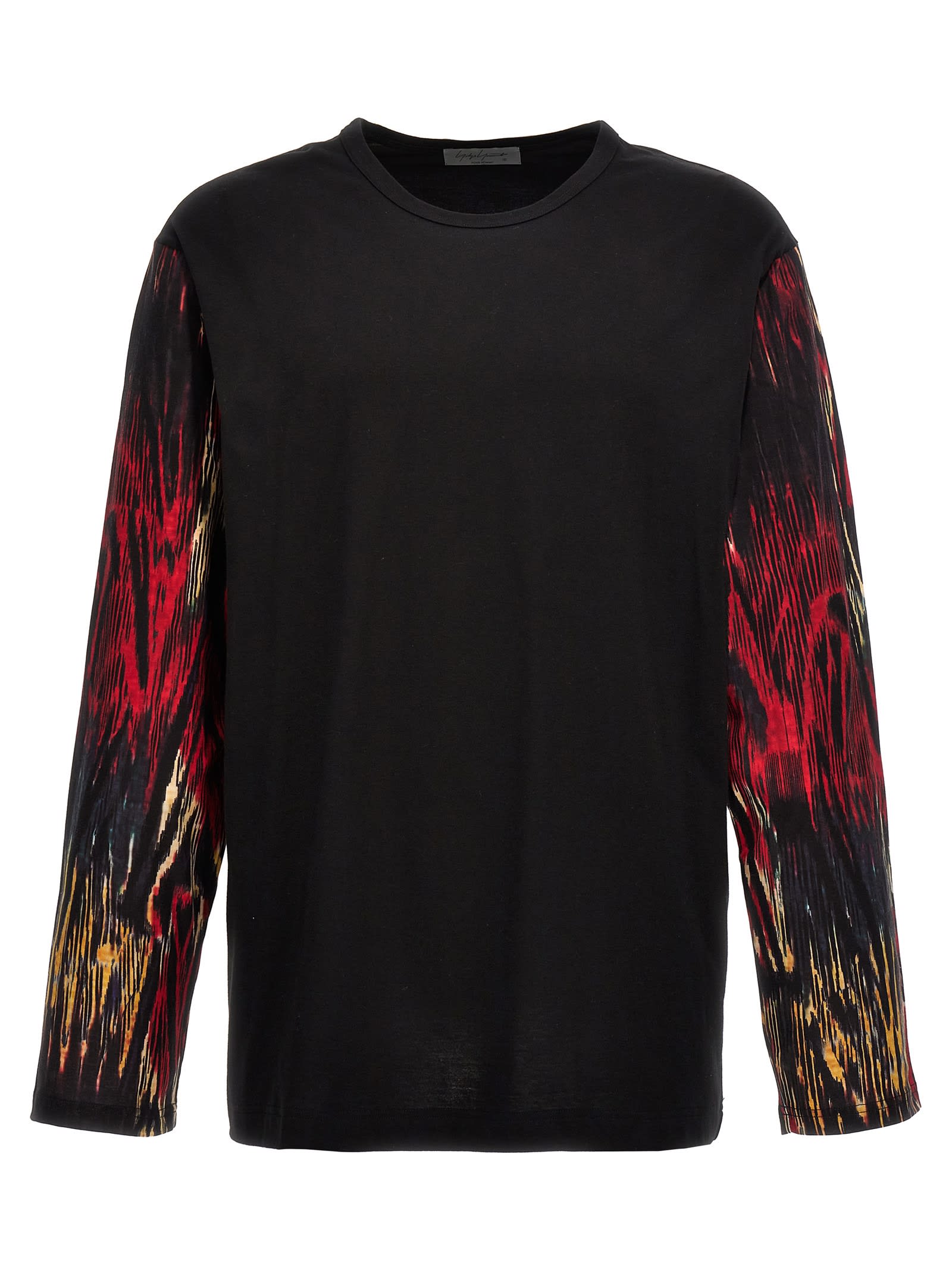 Shop Yohji Yamamoto Contrast Sleeve T-shirt In Black