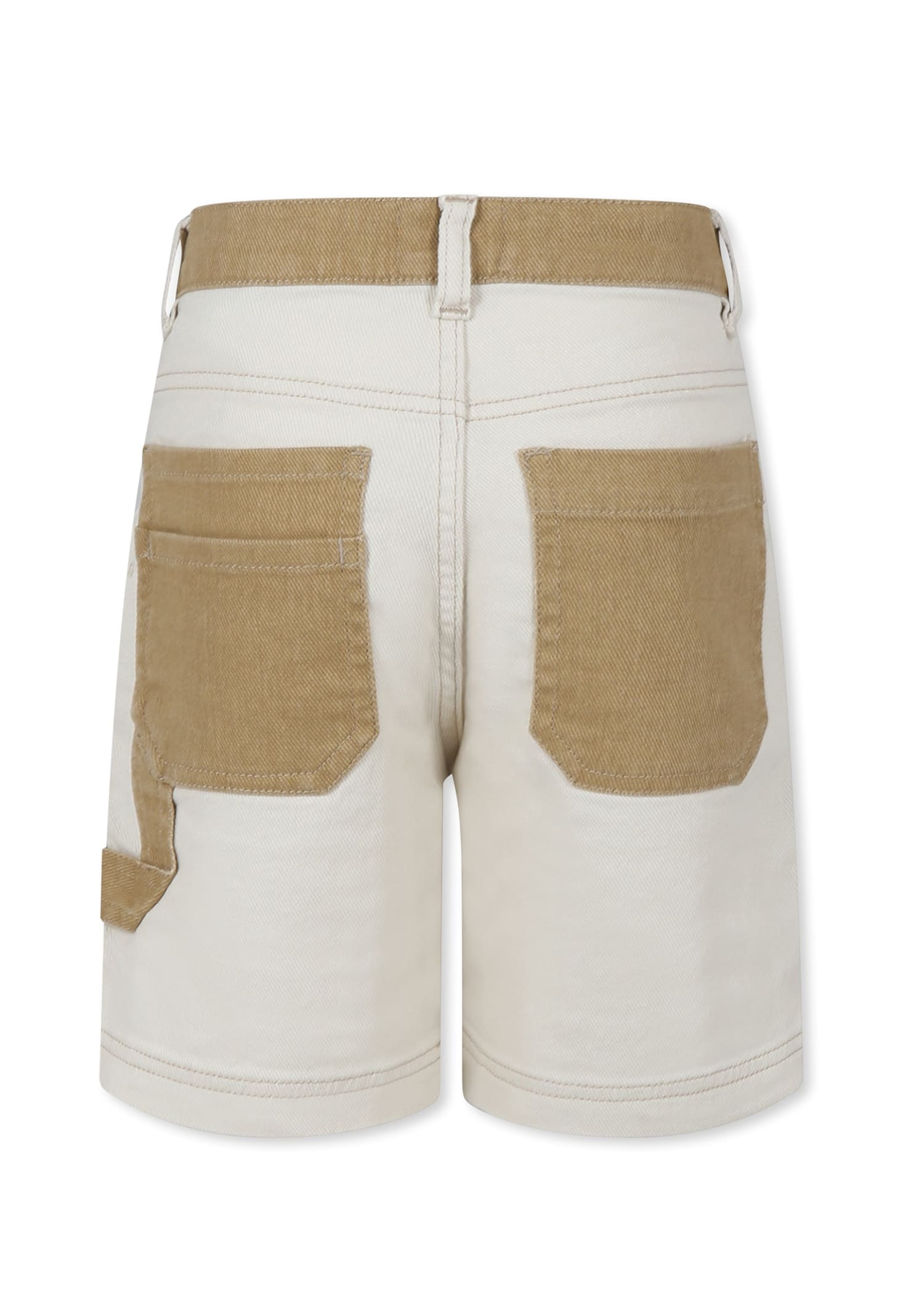 Timberland Ivory Shorts For Boy With Logo In Ivory