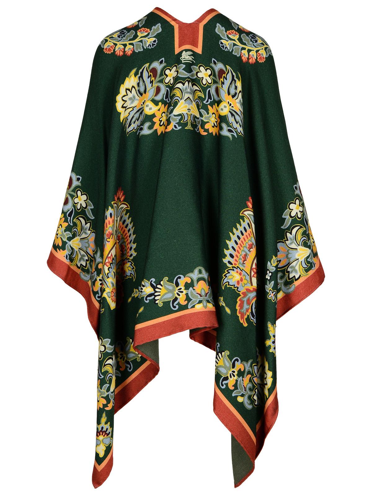 Shop Etro Green Wool Blend Cape