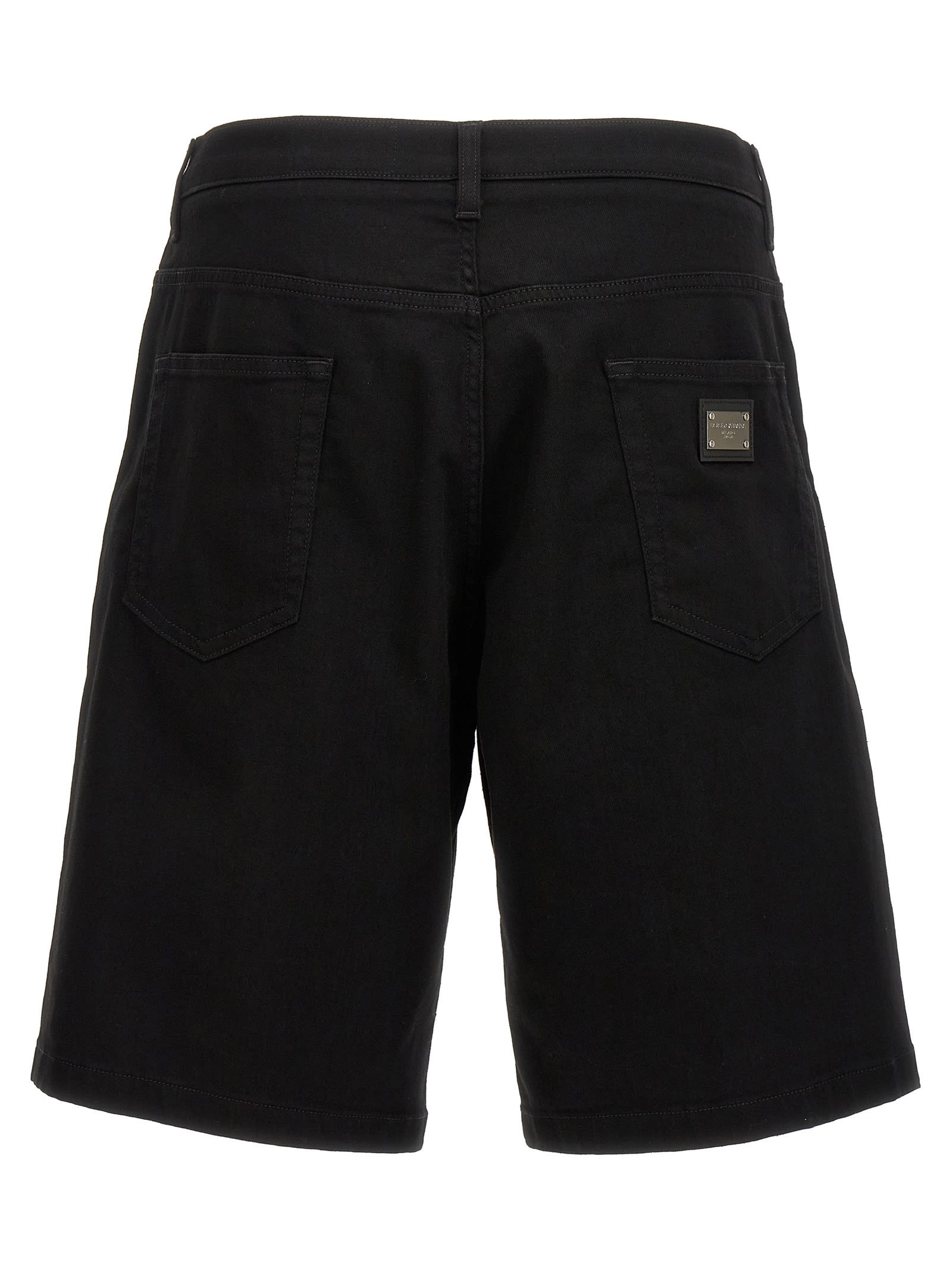 Shop Dolce & Gabbana Stretch Denim Bermuda Shorts In Black