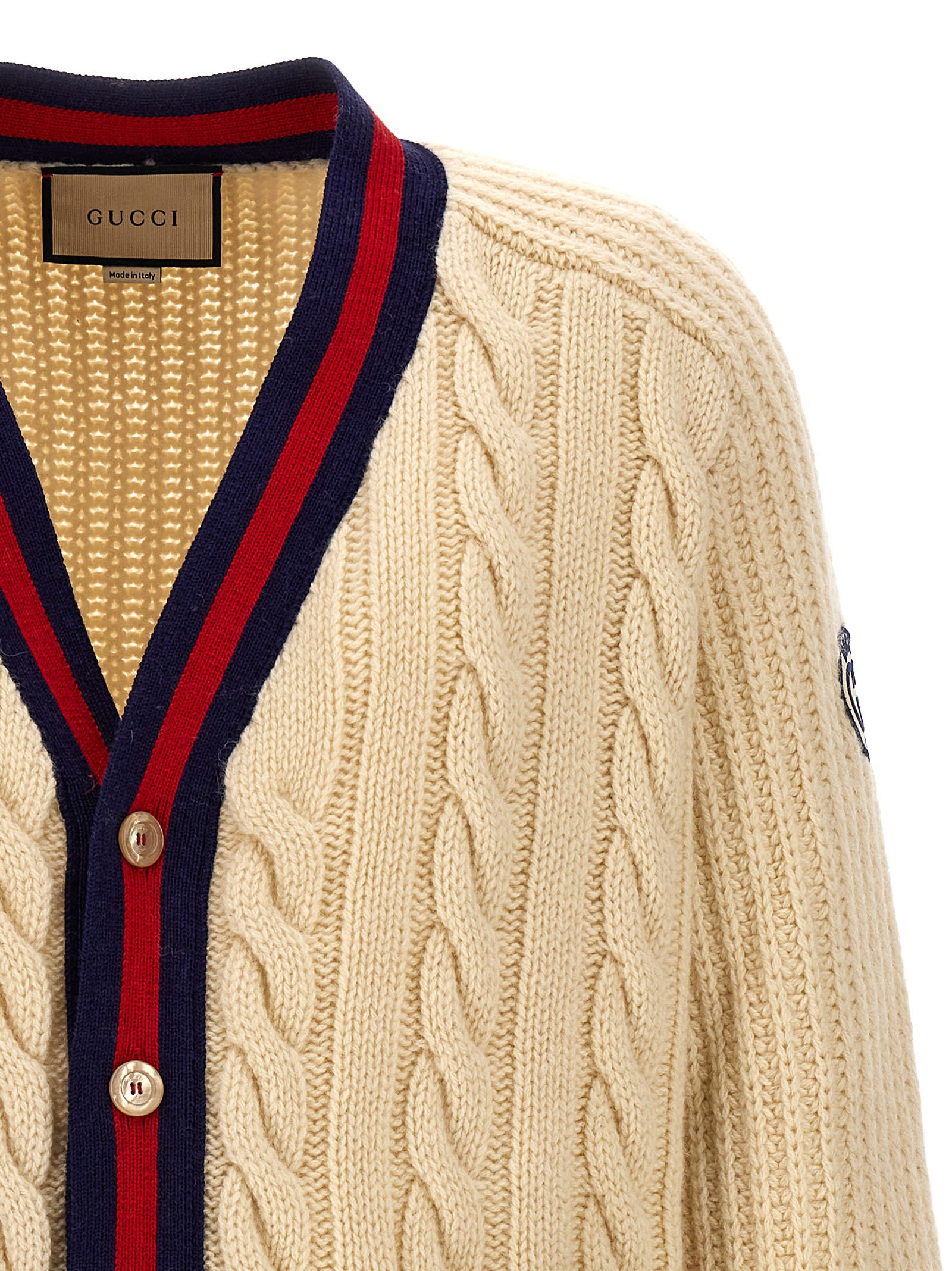 Shop Gucci Web Ribbon Cardigan In Multicolor