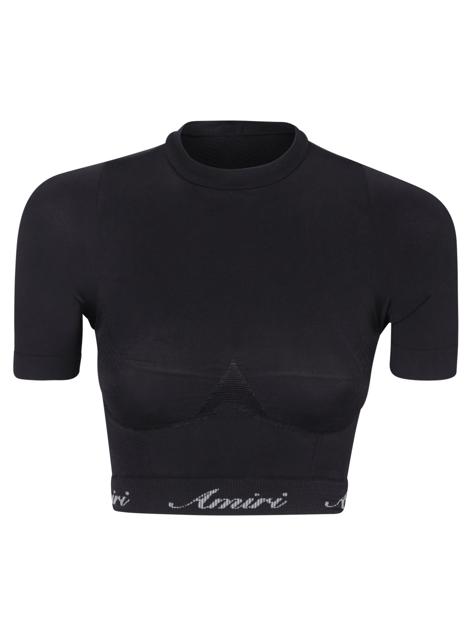 Amiri Logo Embroidered Seamless Crop Top In Black