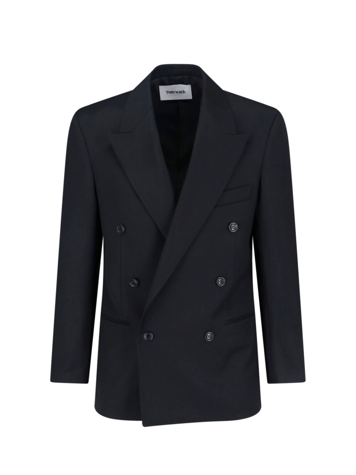 Tonywack Double-breasted Blazer Featuring Notched Lapels In Blue