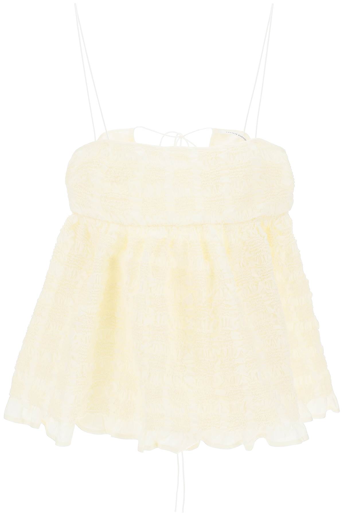 Shop Cecilie Bahnsen Usiah Smocked Top In Ivory (white)