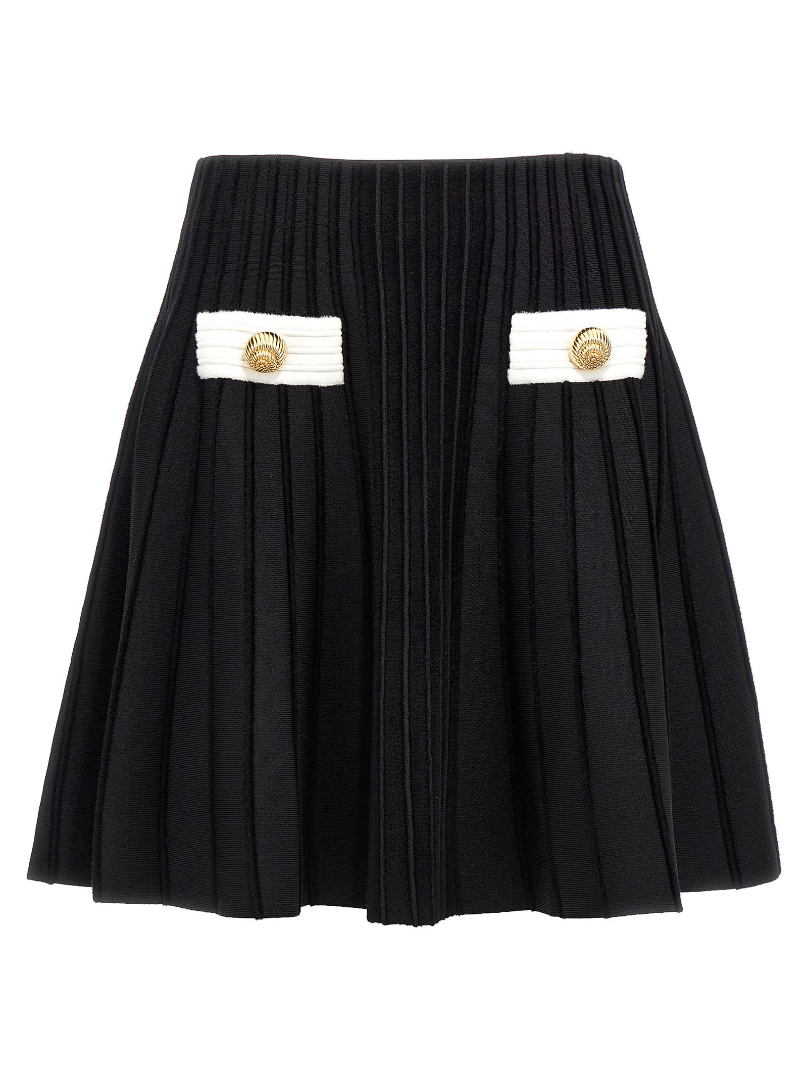 Shop Balmain Chiocciola Skirt In White/black