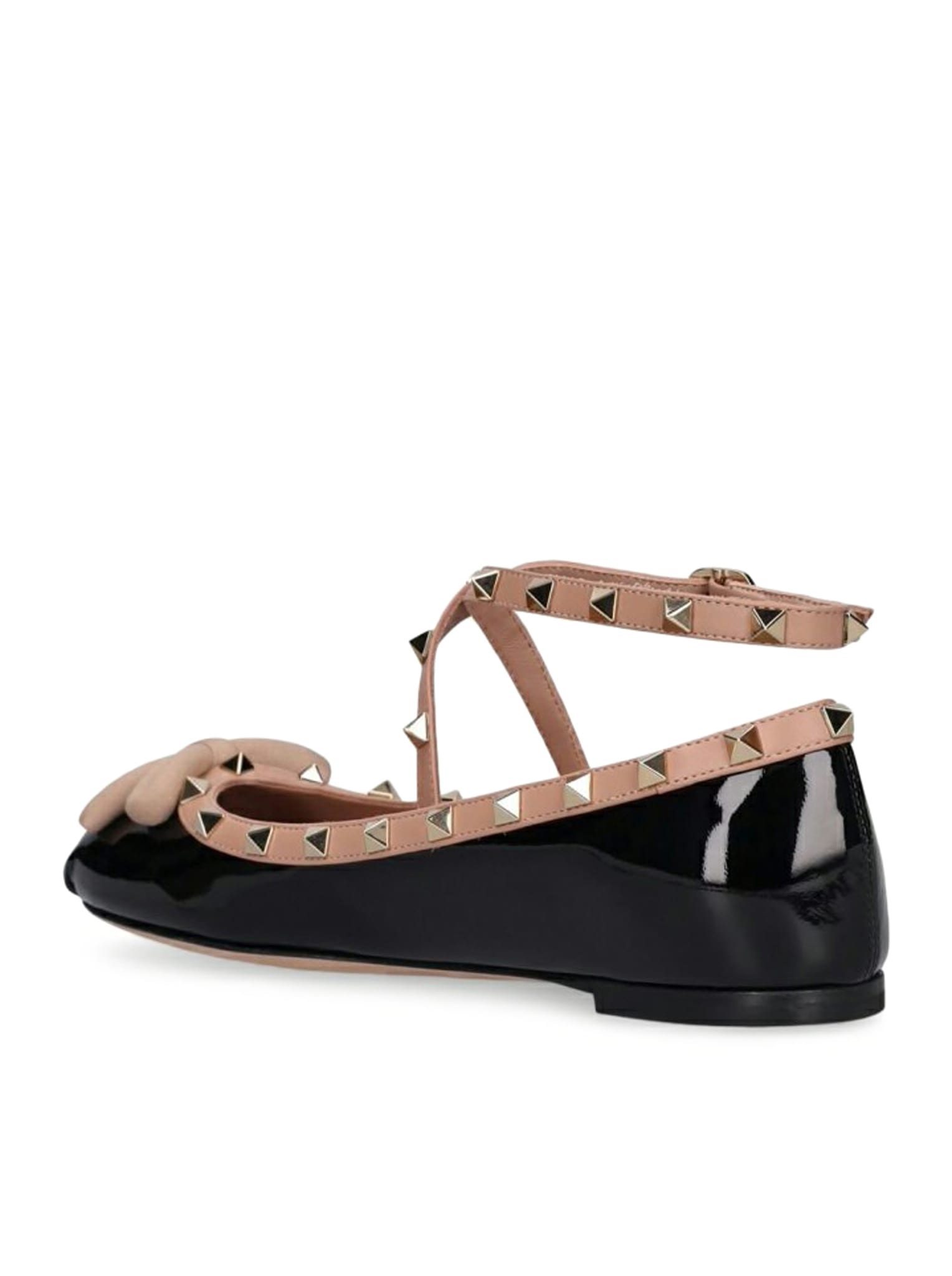 Shop Valentino Rockstud Ballerinas In Patent Leather In Black
