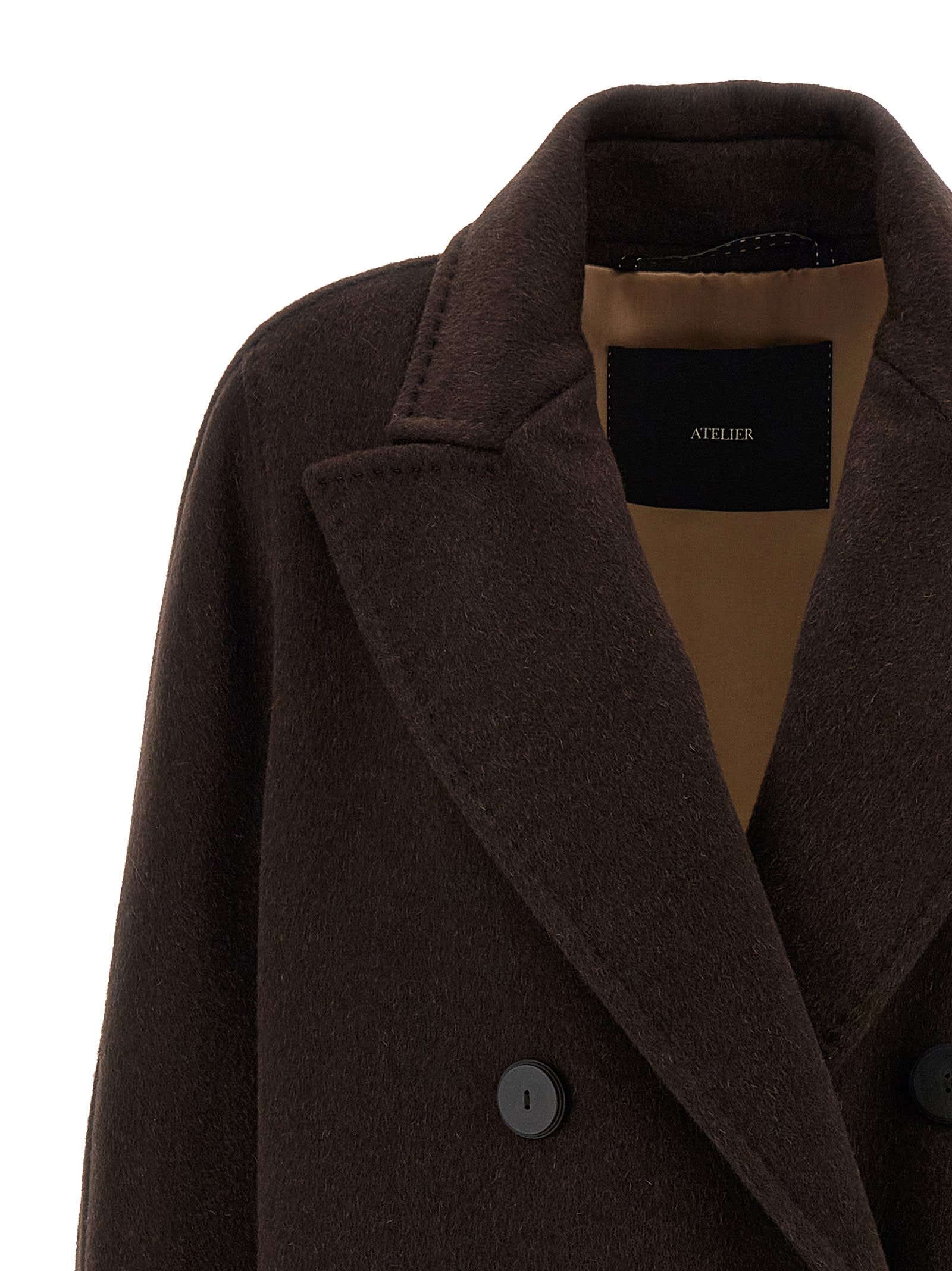 Max Mara Double-breasted Long Sleeve Coat In Brown