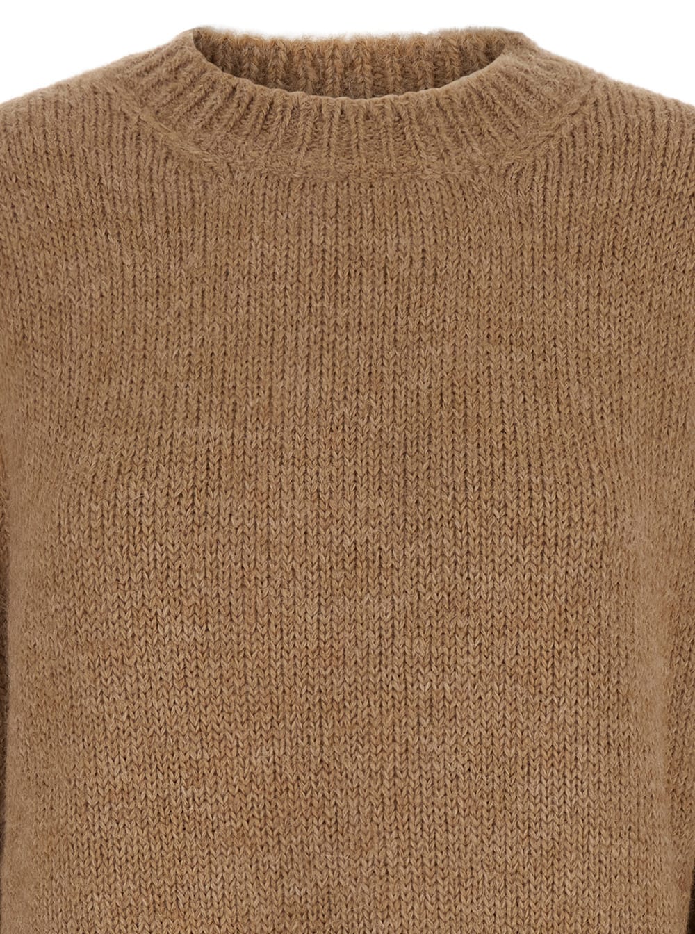 Shop Jil Sander Oversized Beige Sweater With Ribbed Trim In Wool Woman