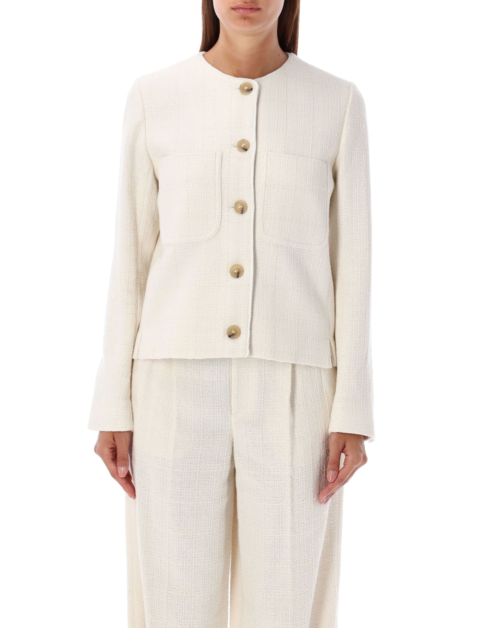 Shop Apc Stella Cropped Jacket In Ecru