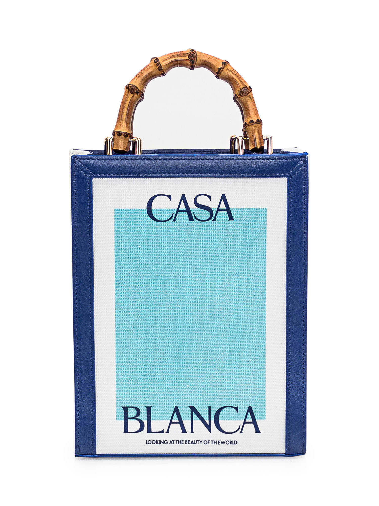Shop Casablanca Mini Casa Tote Bag In Mint Navy